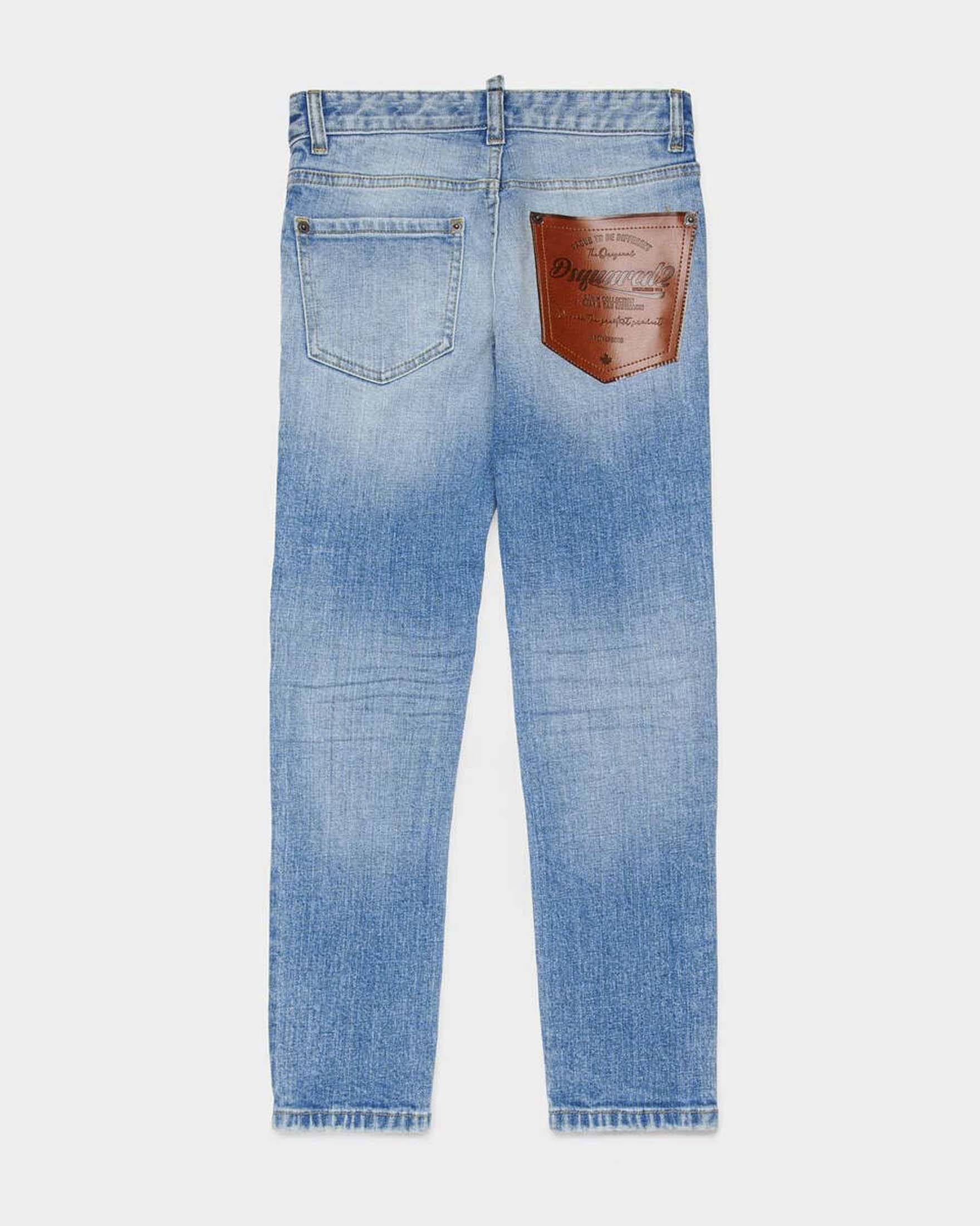 Jeans Dsquared2 regular fit lavaggio chiaro stone washed con tasca in pelle image