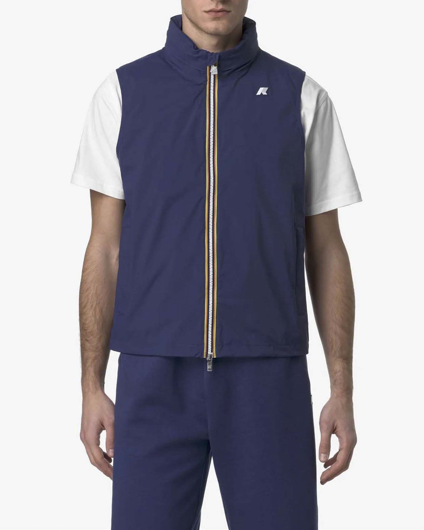 Gilet K-way Valen Stretch Nylon Jersey blu indaco con cappuccio estraibile
