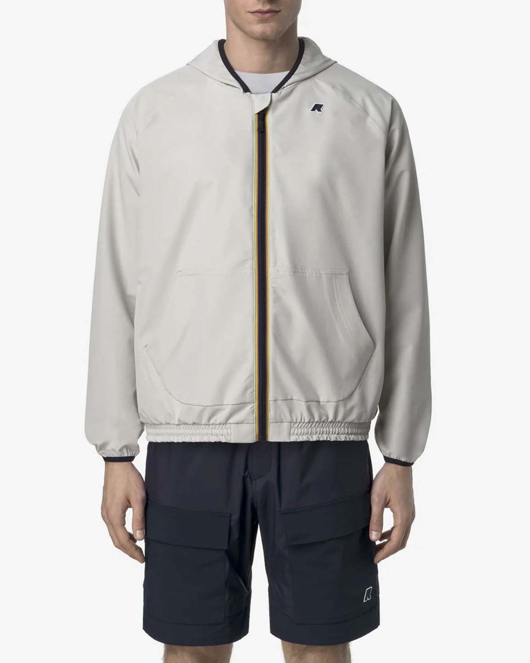 K-way Sia beige in tessuto stretch con cappuccio