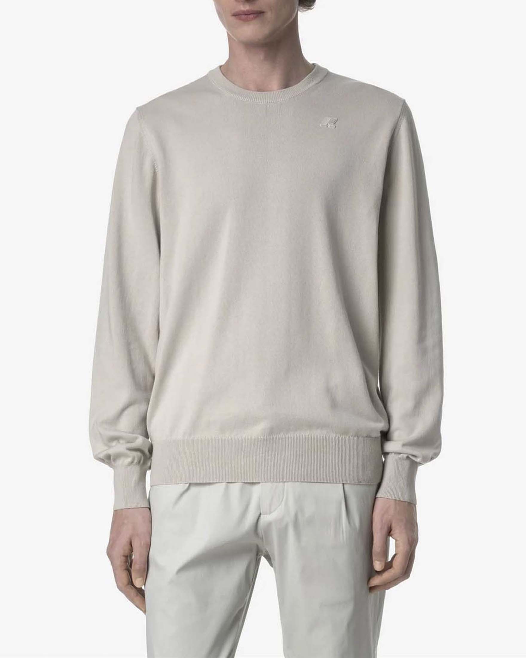 Maglia beige girocollo in puro cotone