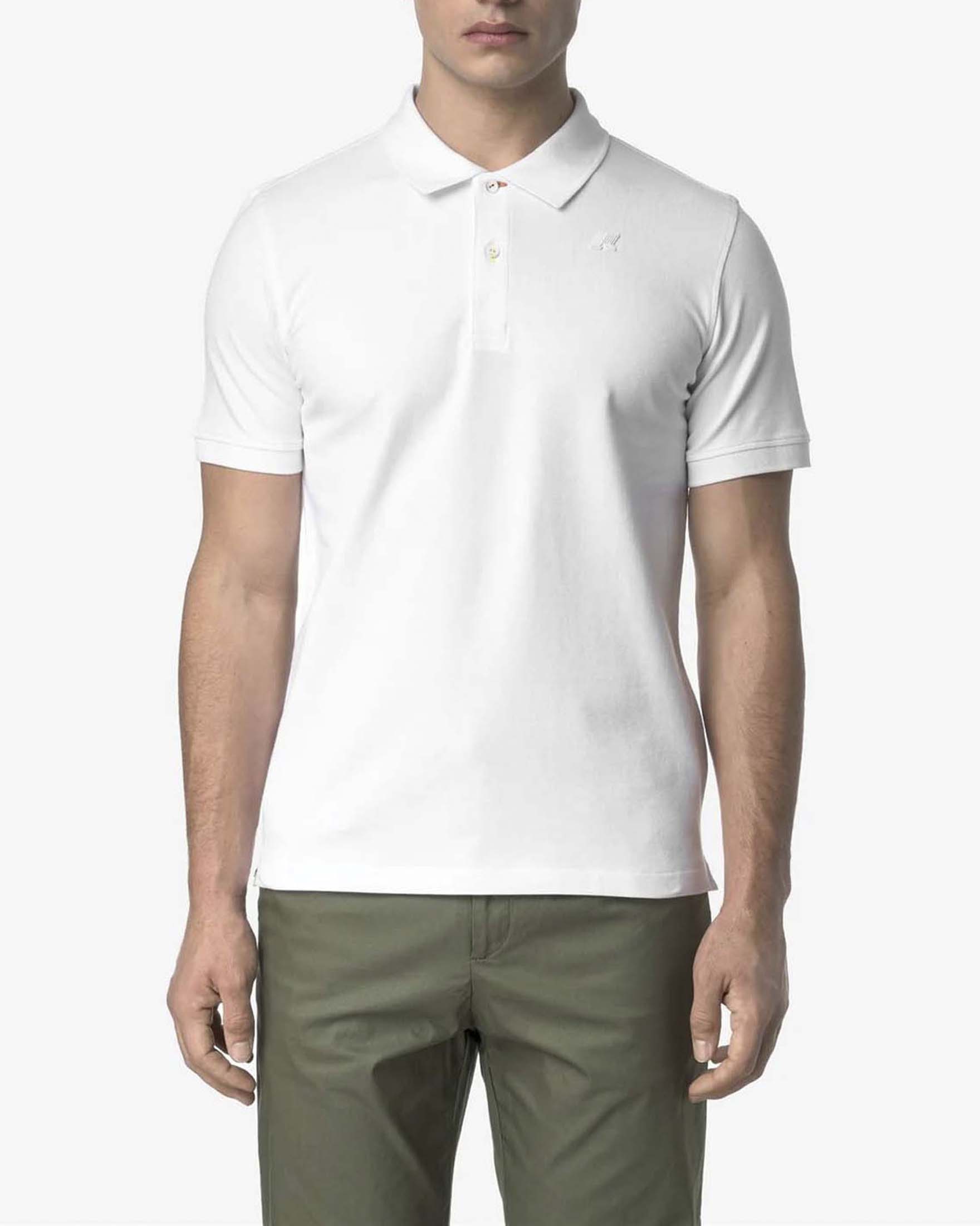 Polo mezza manica K-way Vinnie bianca in piquè di cotone stretch