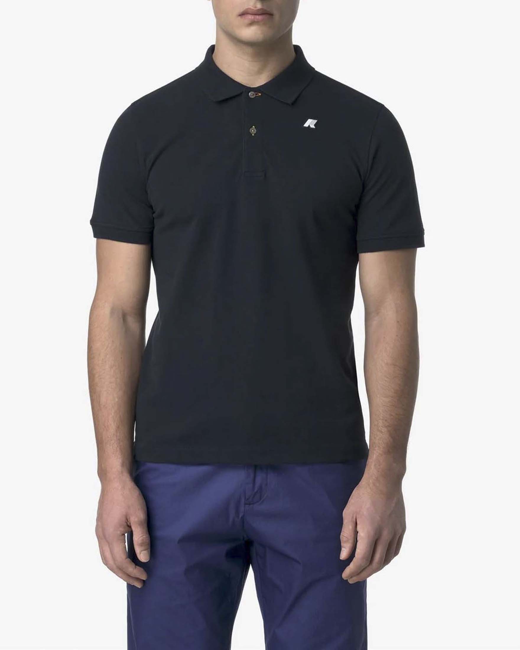 Polo mezza manica K-way Vinnie blu in piquè di cotone stretch