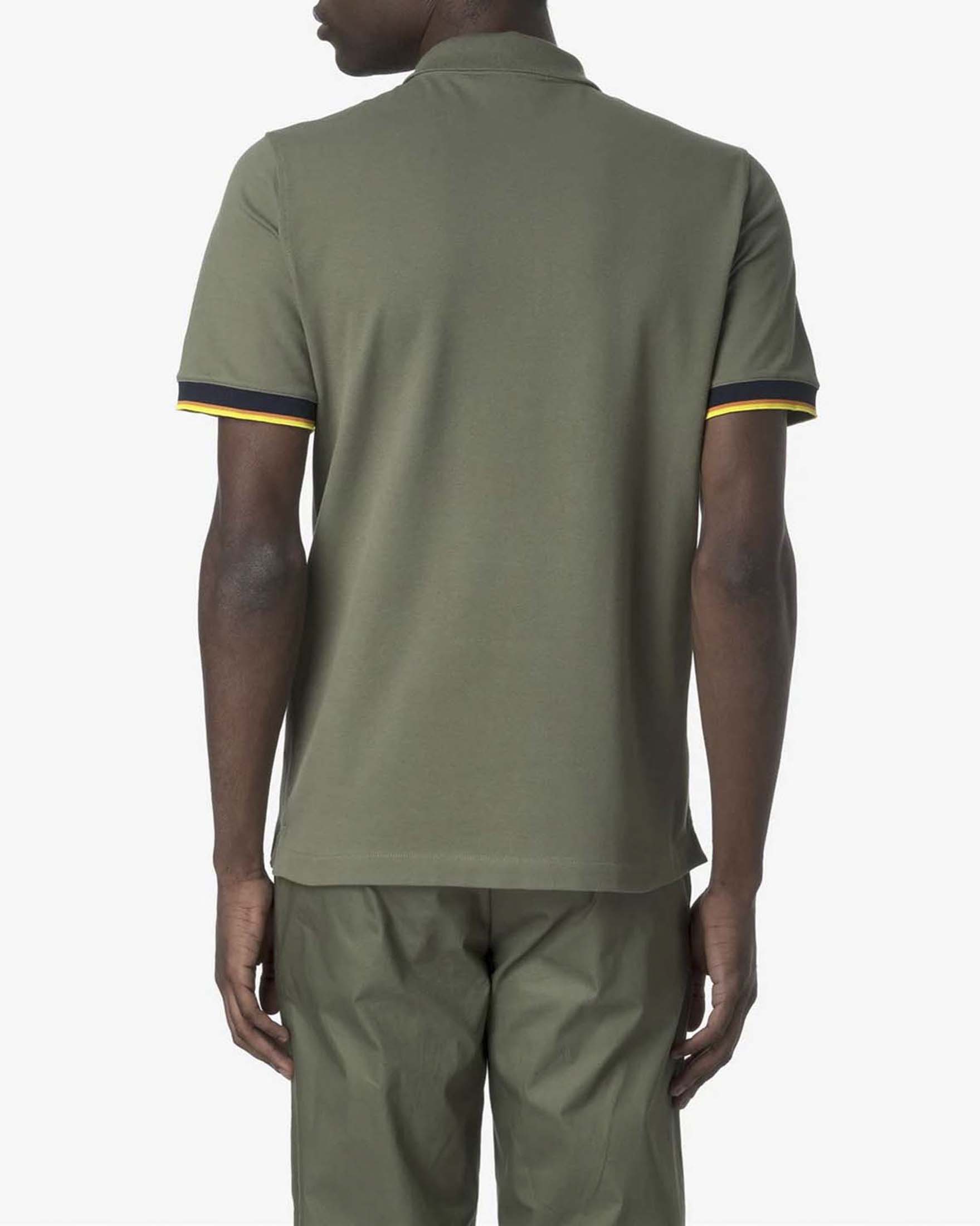Polo K-way Vincent verde militare mezza manica in piquet di cotone stretch con bordino sulle maniche image