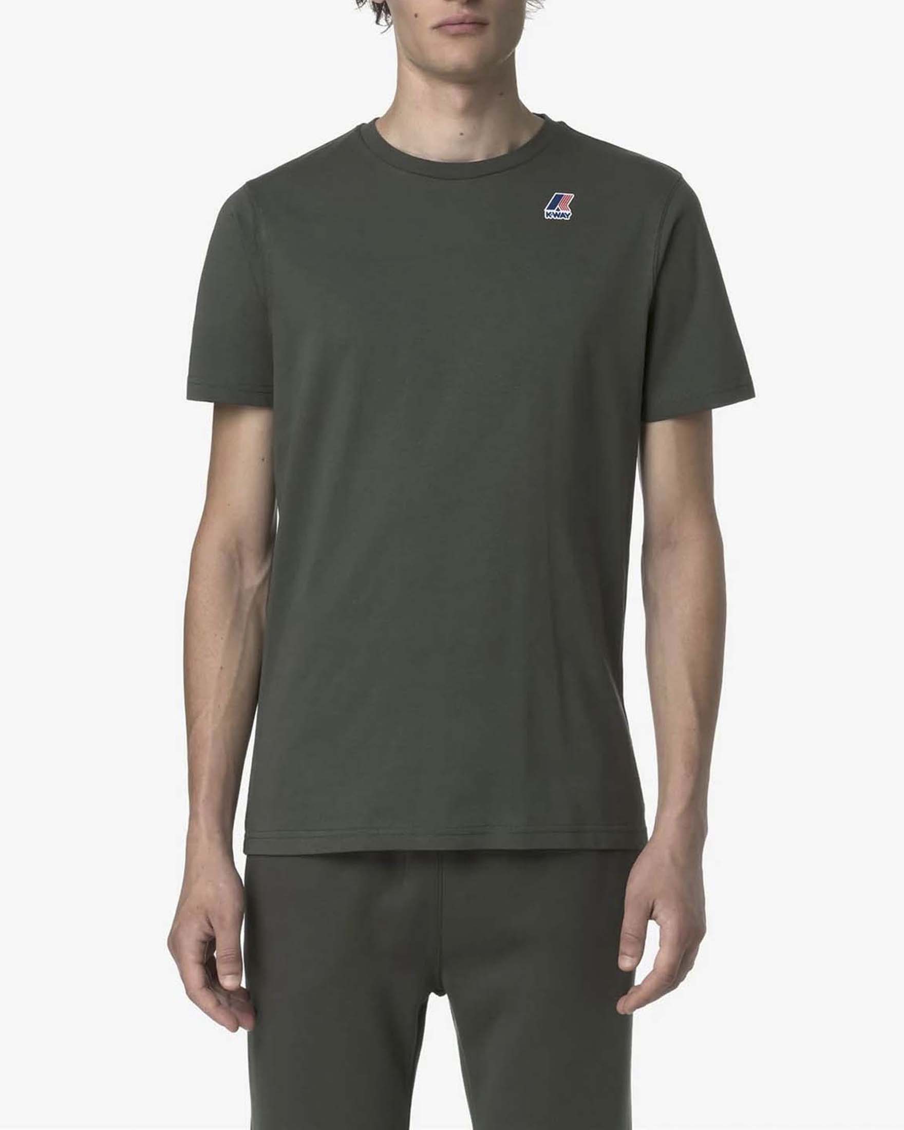T-shirt mezza manica K-way Leonide verde militare in puro cotone