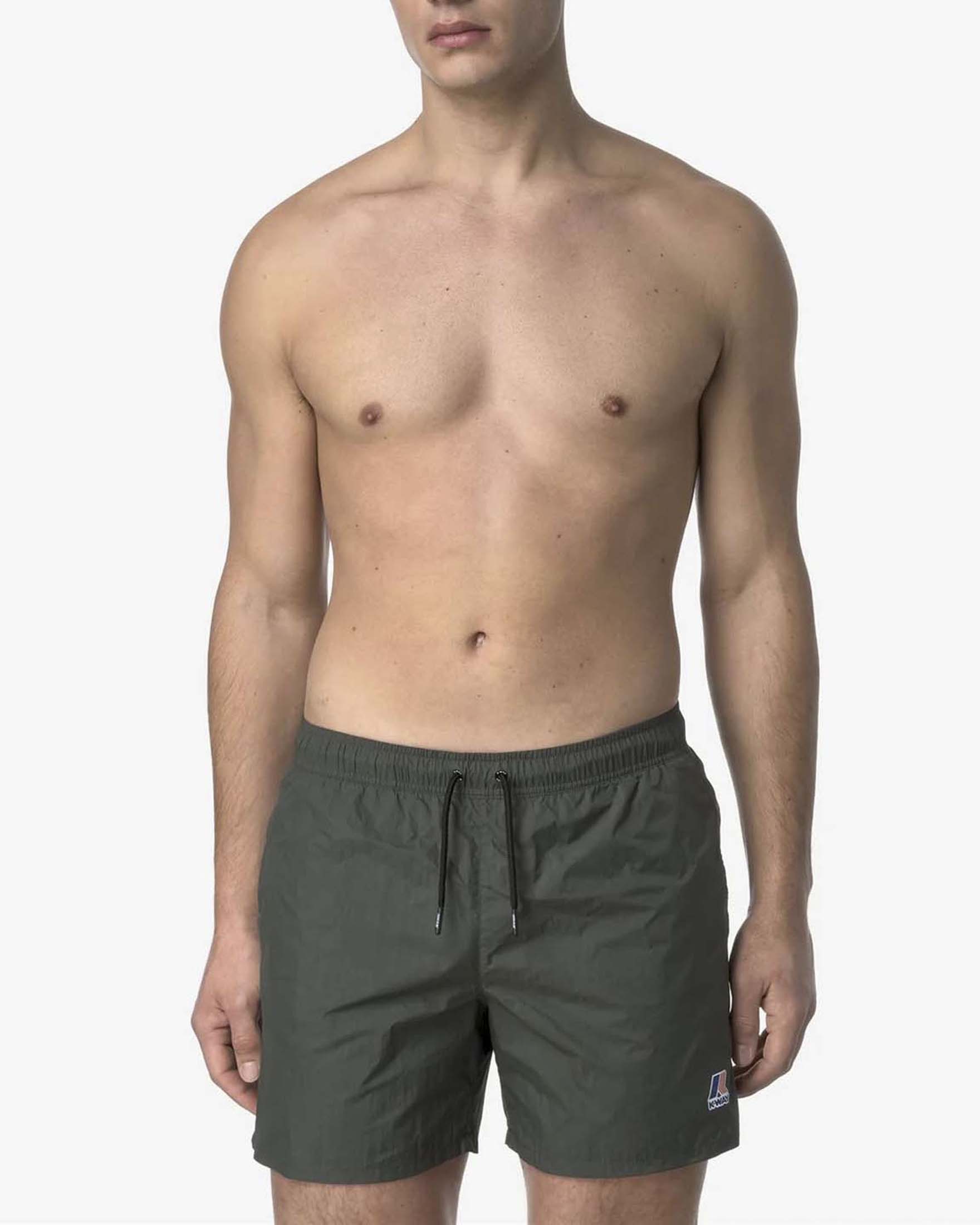 Boxer mare Le Vrai Olivier K-way verde militare in nylon ripstop