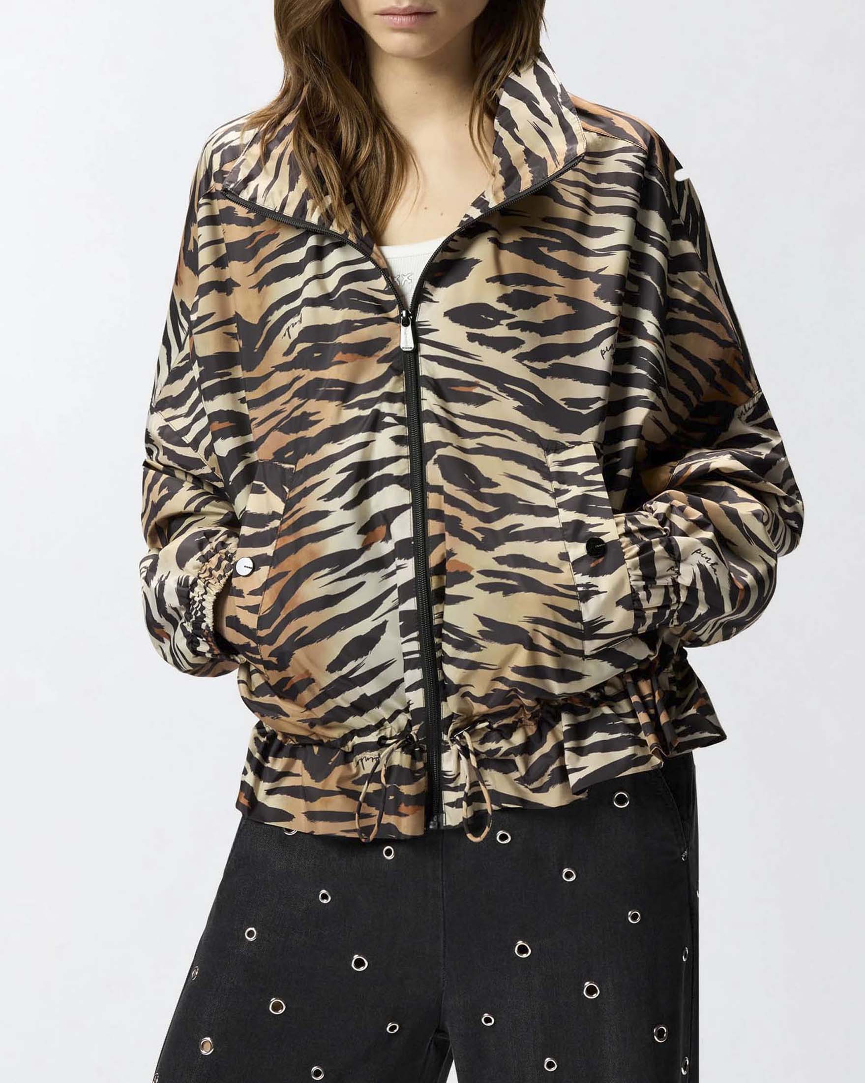 Giubbino Pinko con stampa animalier e coulisse in vita regolabile