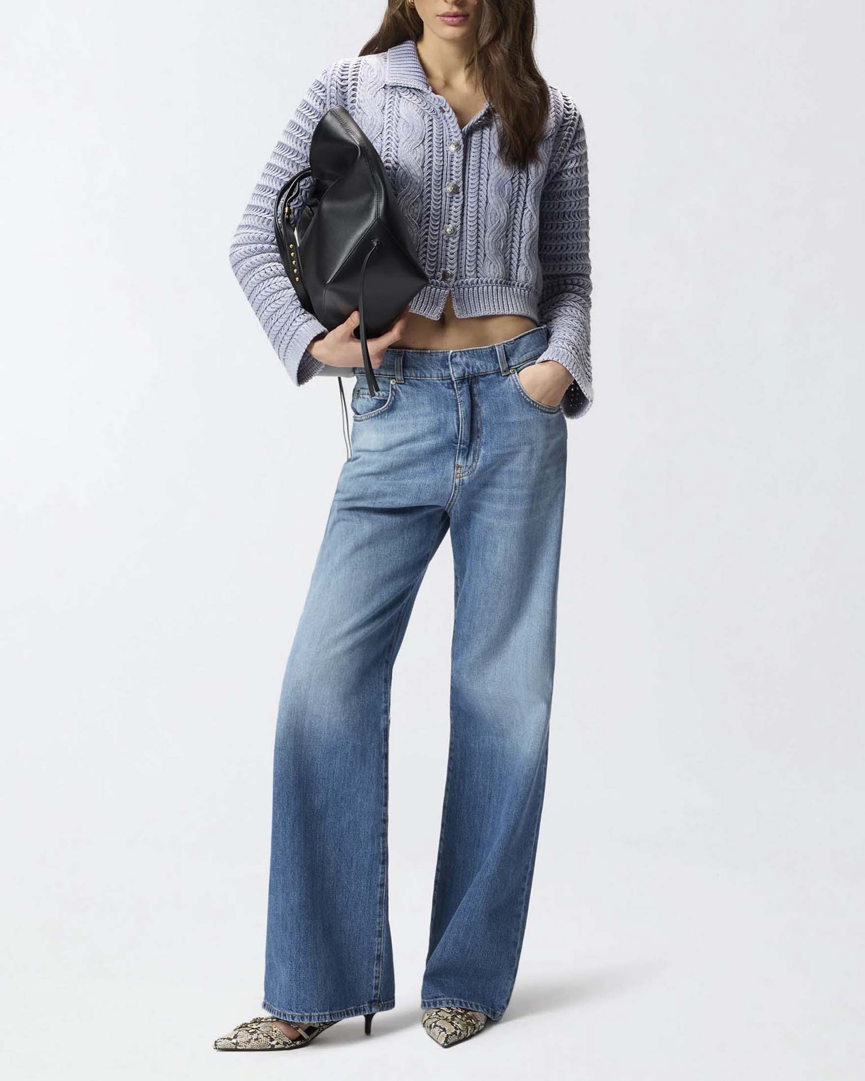 Jeans wide leg Pinko lavaggio chiaro super stone washed