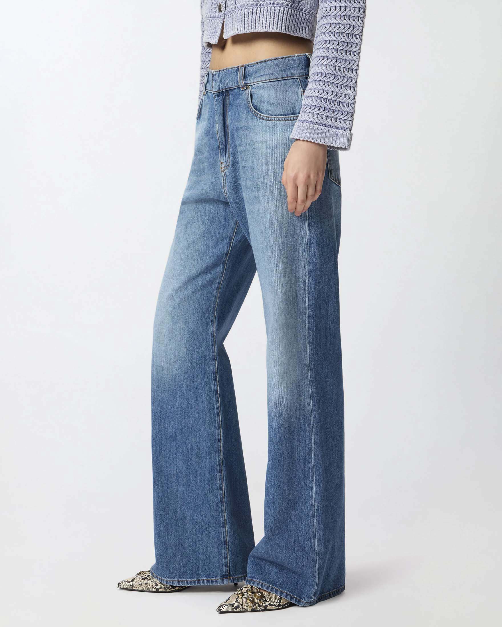 Jeans wide leg Pinko lavaggio chiaro super stone washed