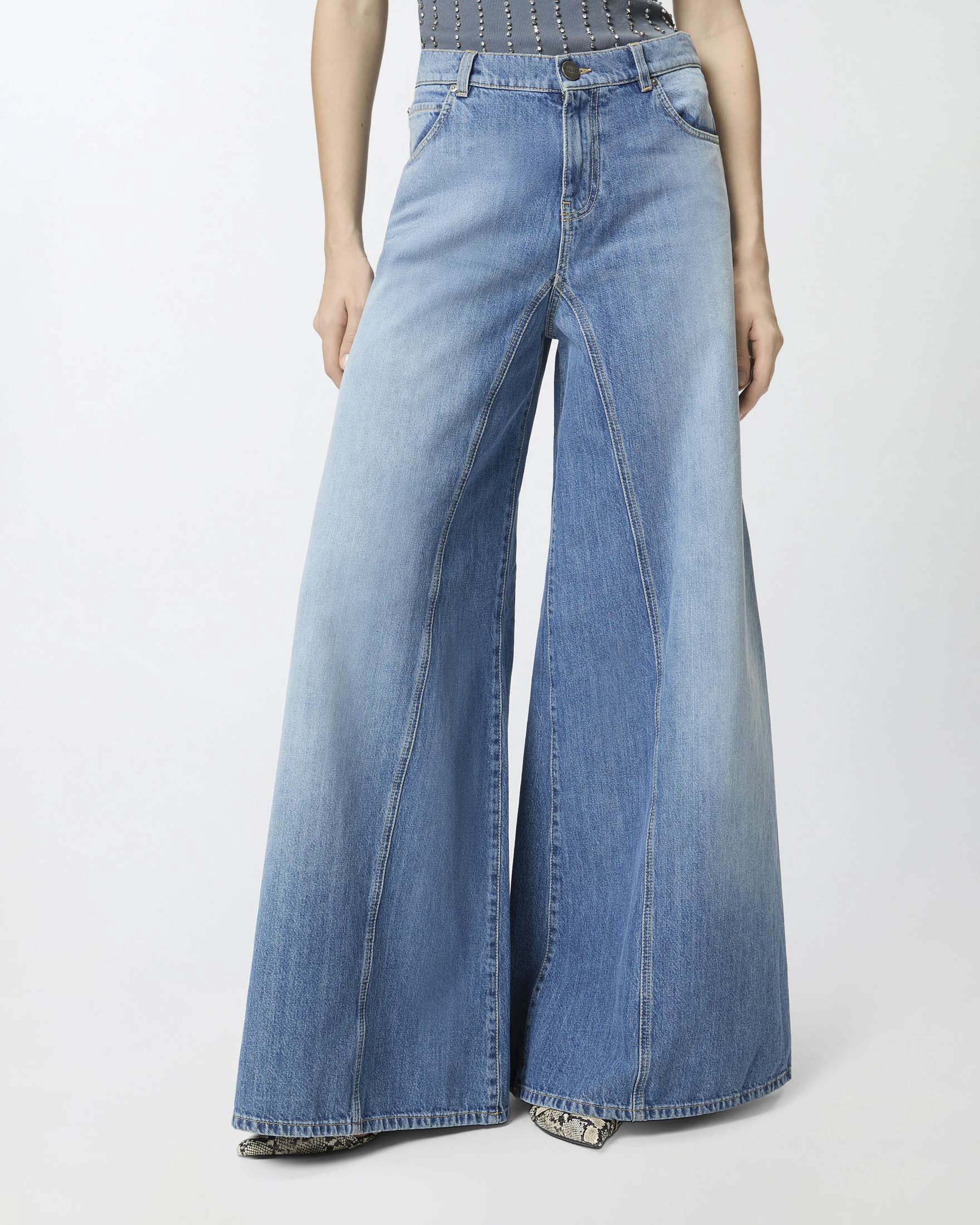 Pantaloni denim lavaggio chiaro Pinko super wide leg image
