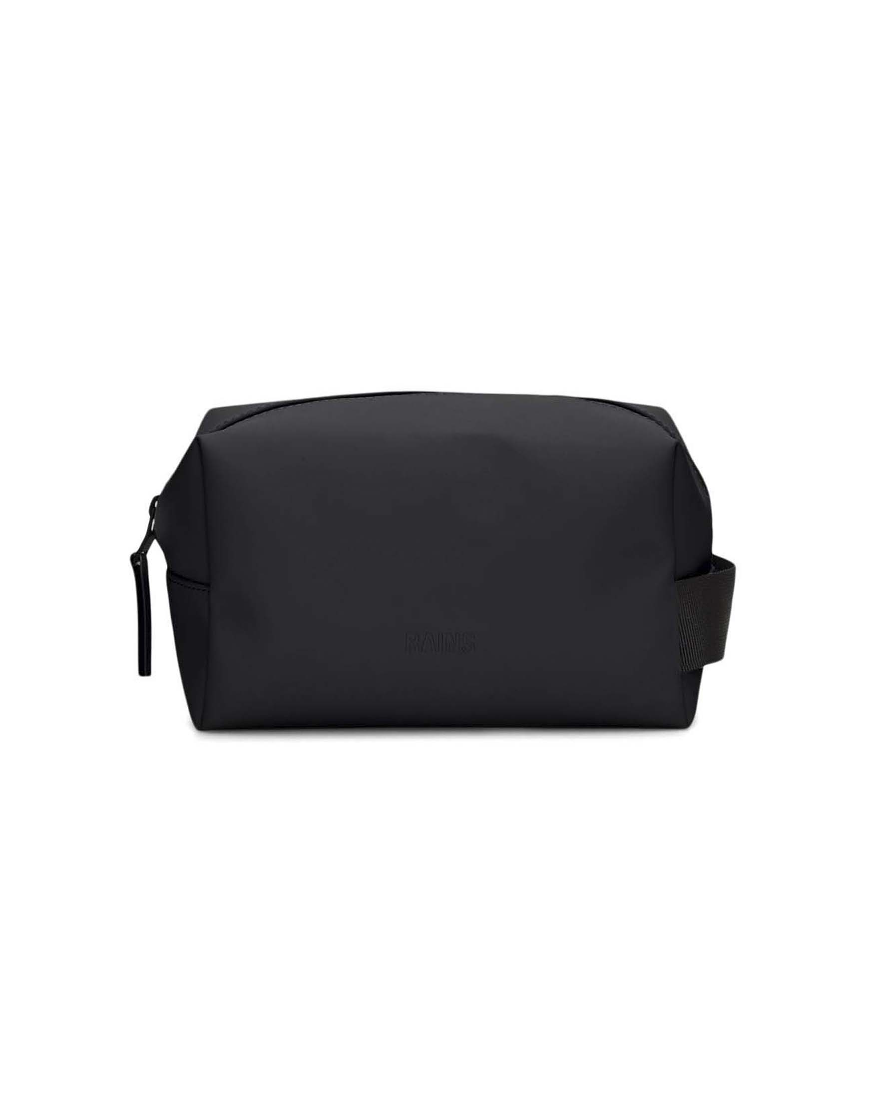 Cosmetic bag nera Rains in tessuto impermeabile effetto metallizzato con scritta logo