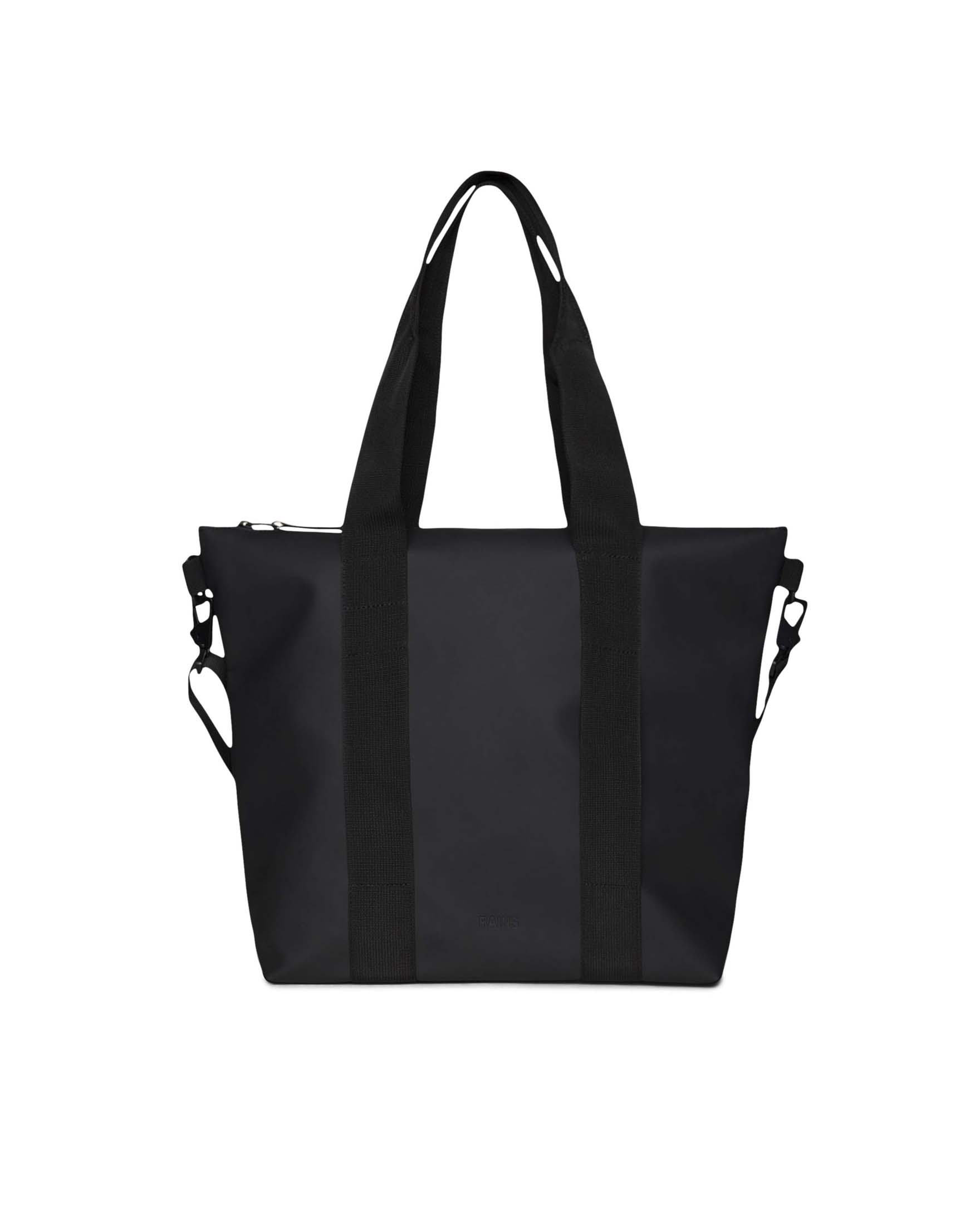 Tote Bag Mini nera Rains con manici a mano e tracolla più lunga rimovibile