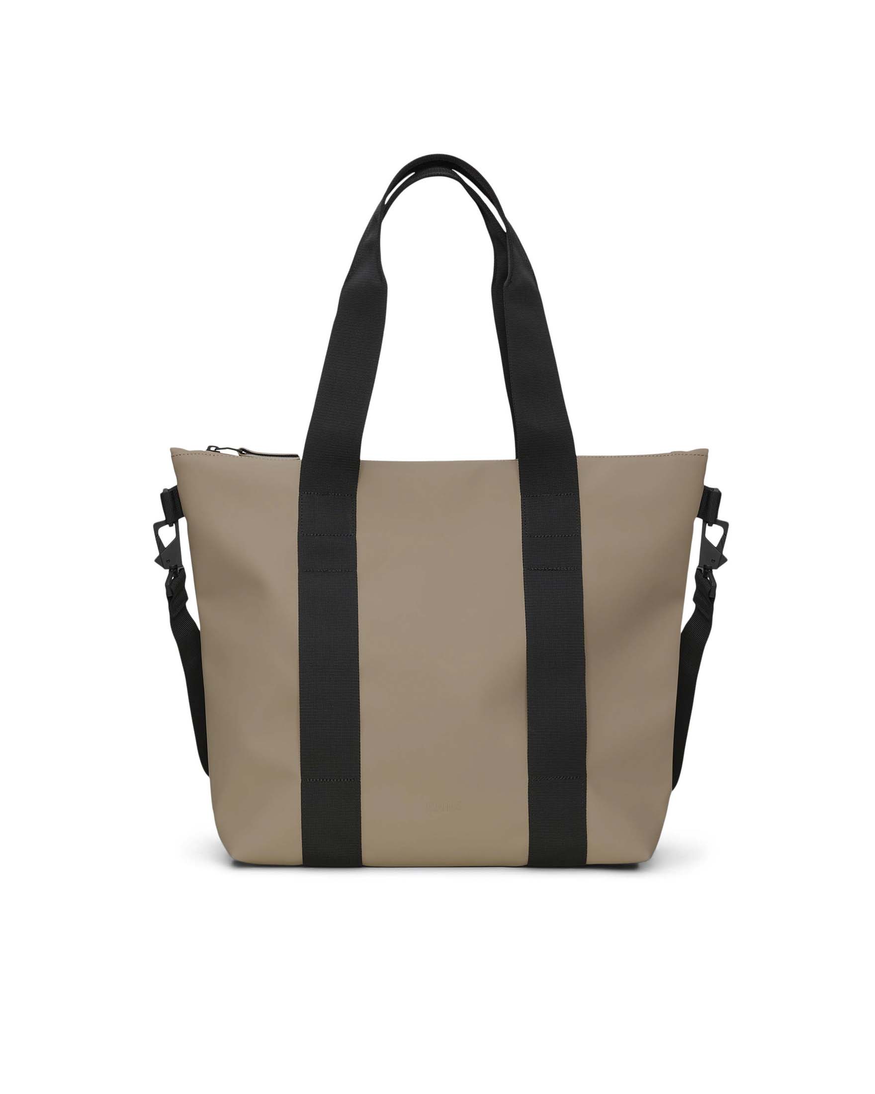 Tote Bag Mini beige Rains con manici a mano e tracolla più lunga rimovibile