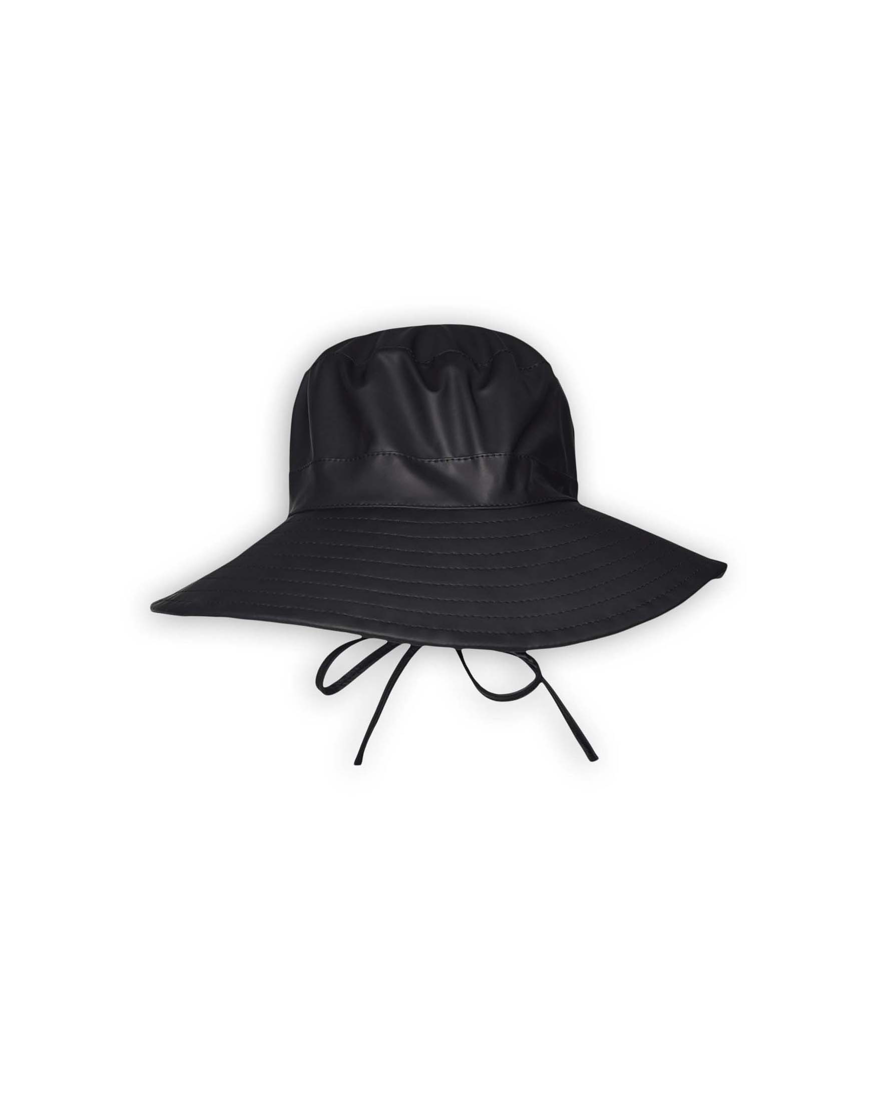Boonie Hat nero a tesa larga con cordone di chiusura