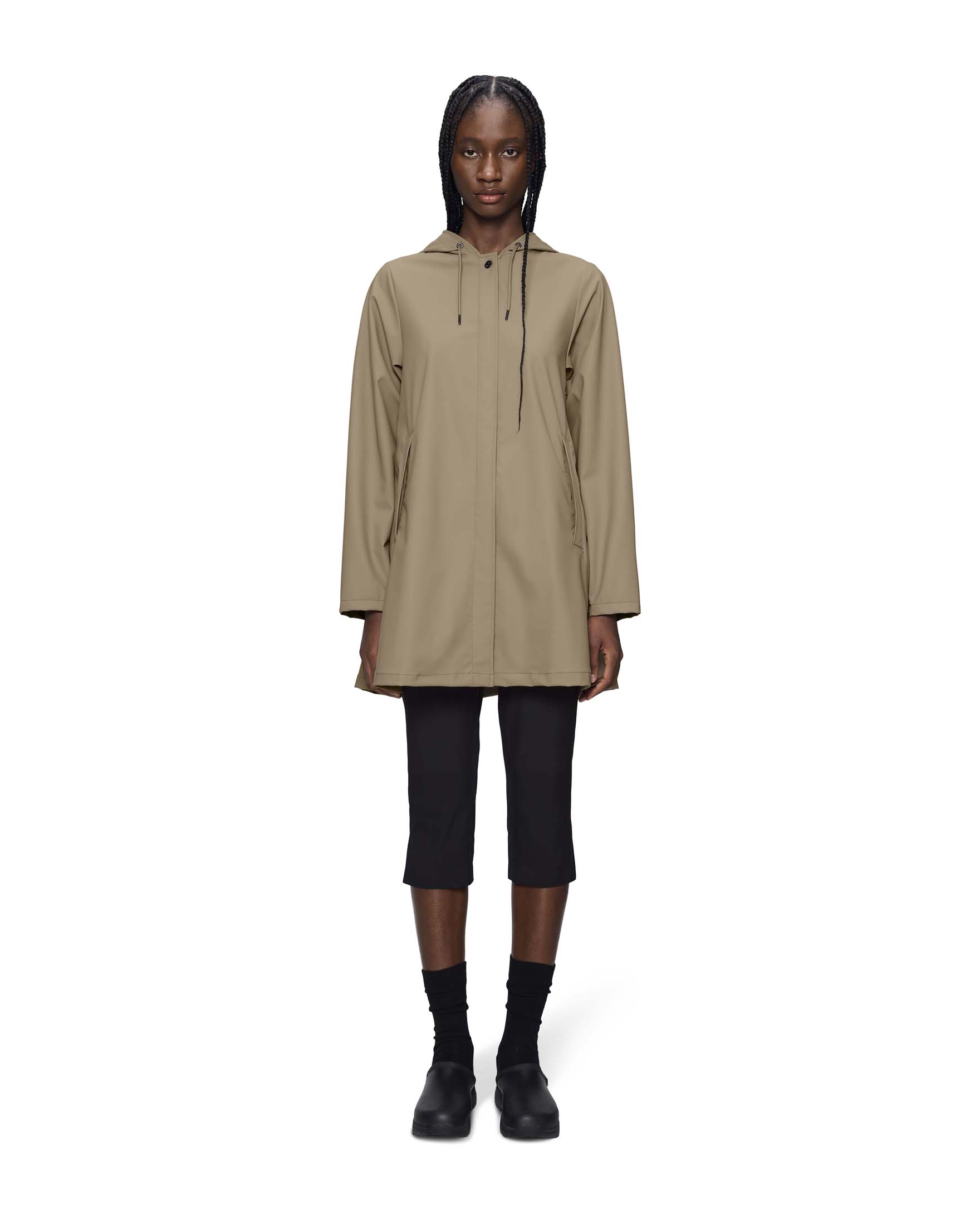 A-line W Jacket beige Rains effetto metallizzato con cappuccio image