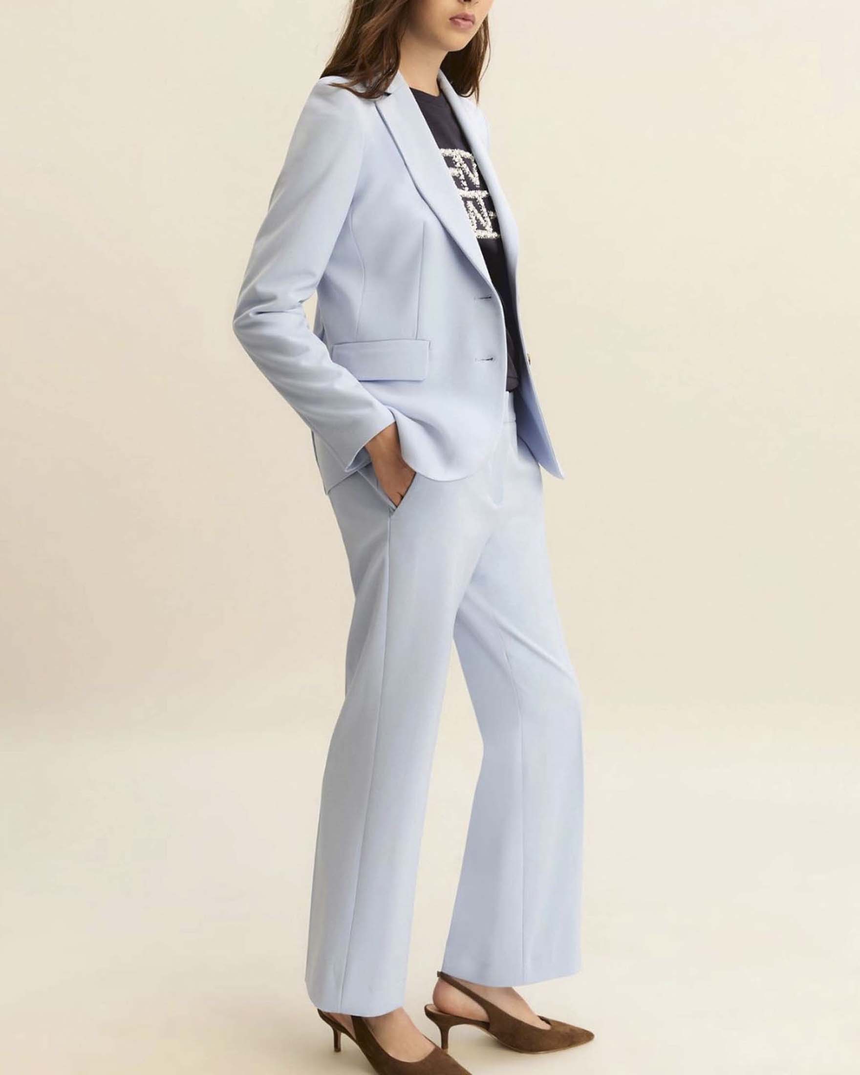 Pantalone azzurro in twill tecnico stretch