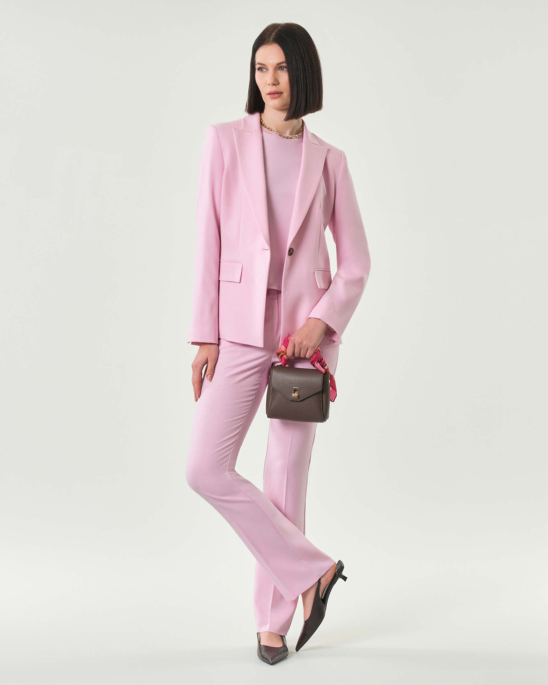Pantalone dritto rosa in viscosa stretch