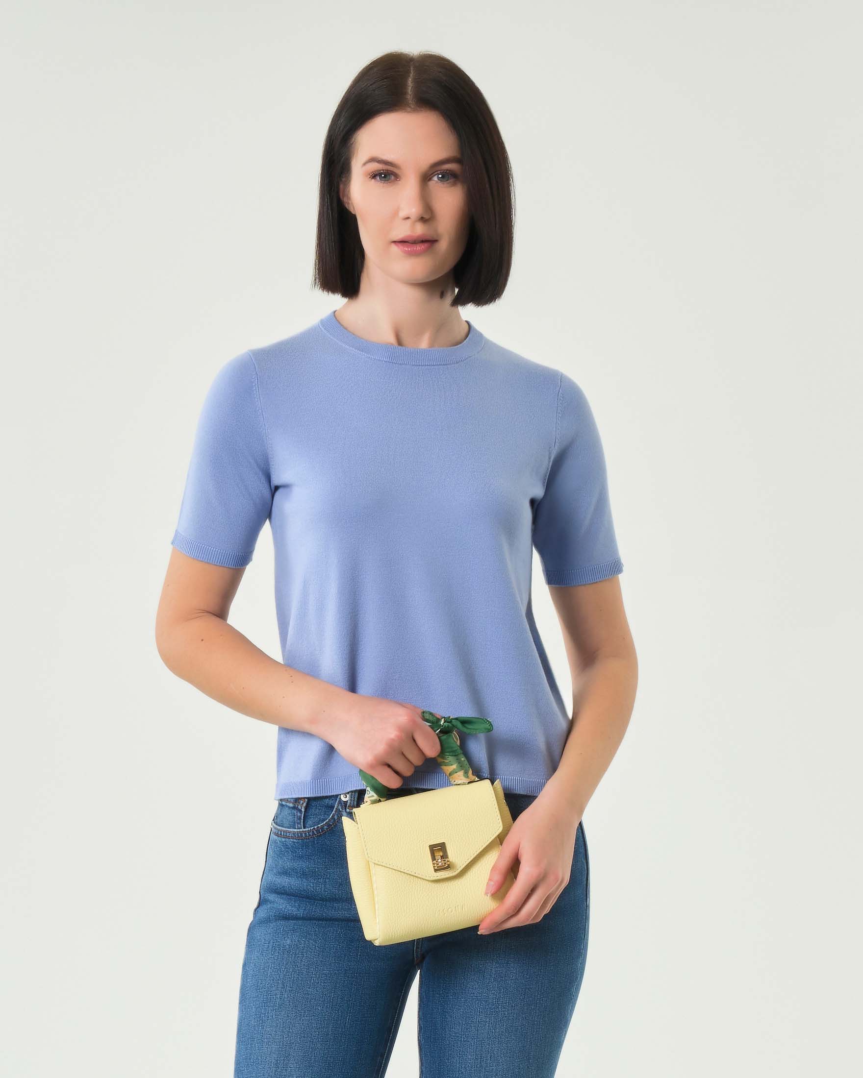 Emme Marella — Maglia a mezze maniche Emme Marella azzurra in viscosa elasticizzata