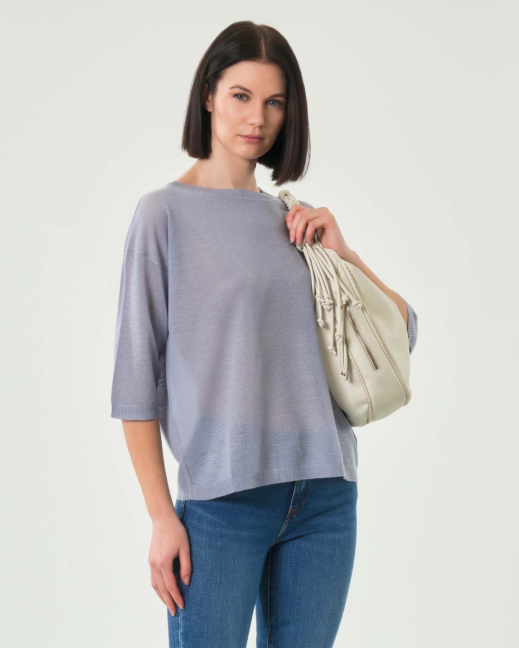 Maglia con maniche a tre quarti in leggera viscosa