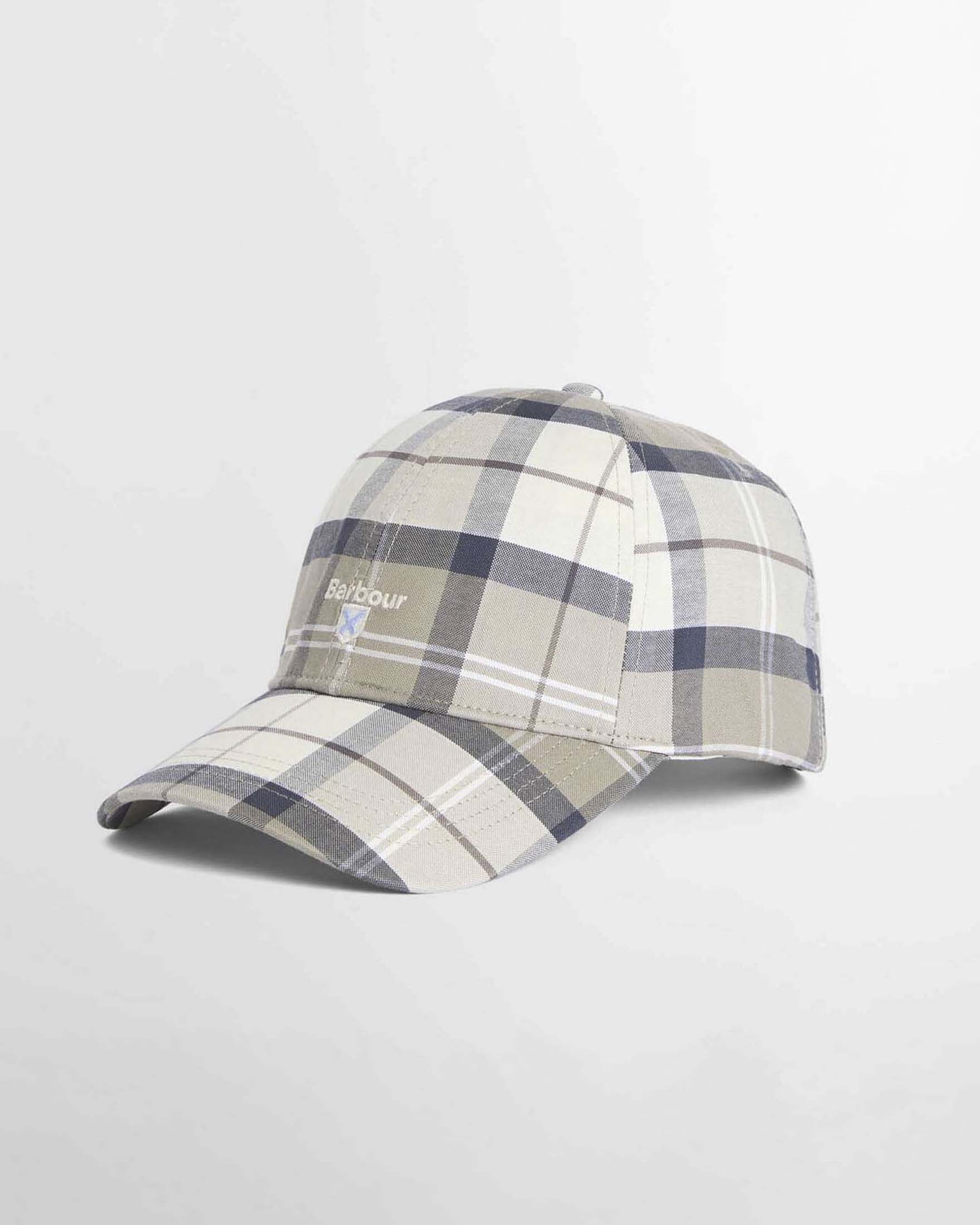 Berretto baseball in fantasia tartan check beige e panna