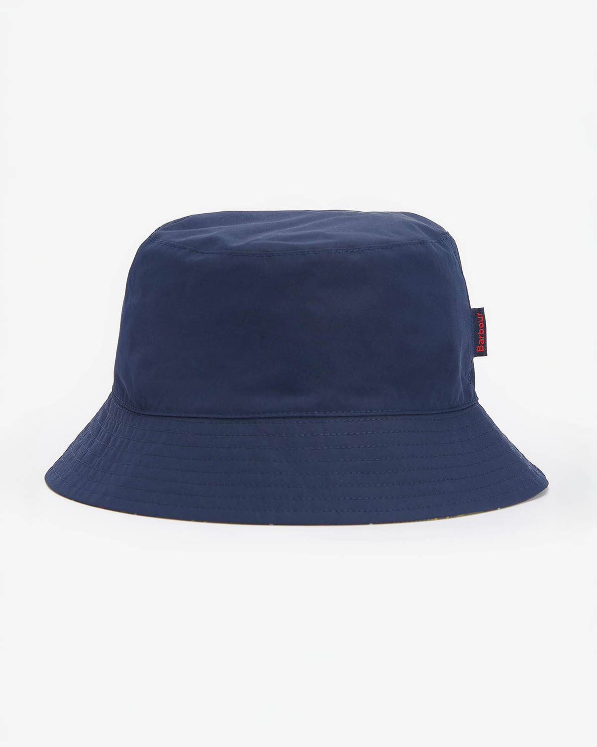 Cappello a pescatore Hutton Barbour blu in tessuto impermeabile reversibile in tartan check