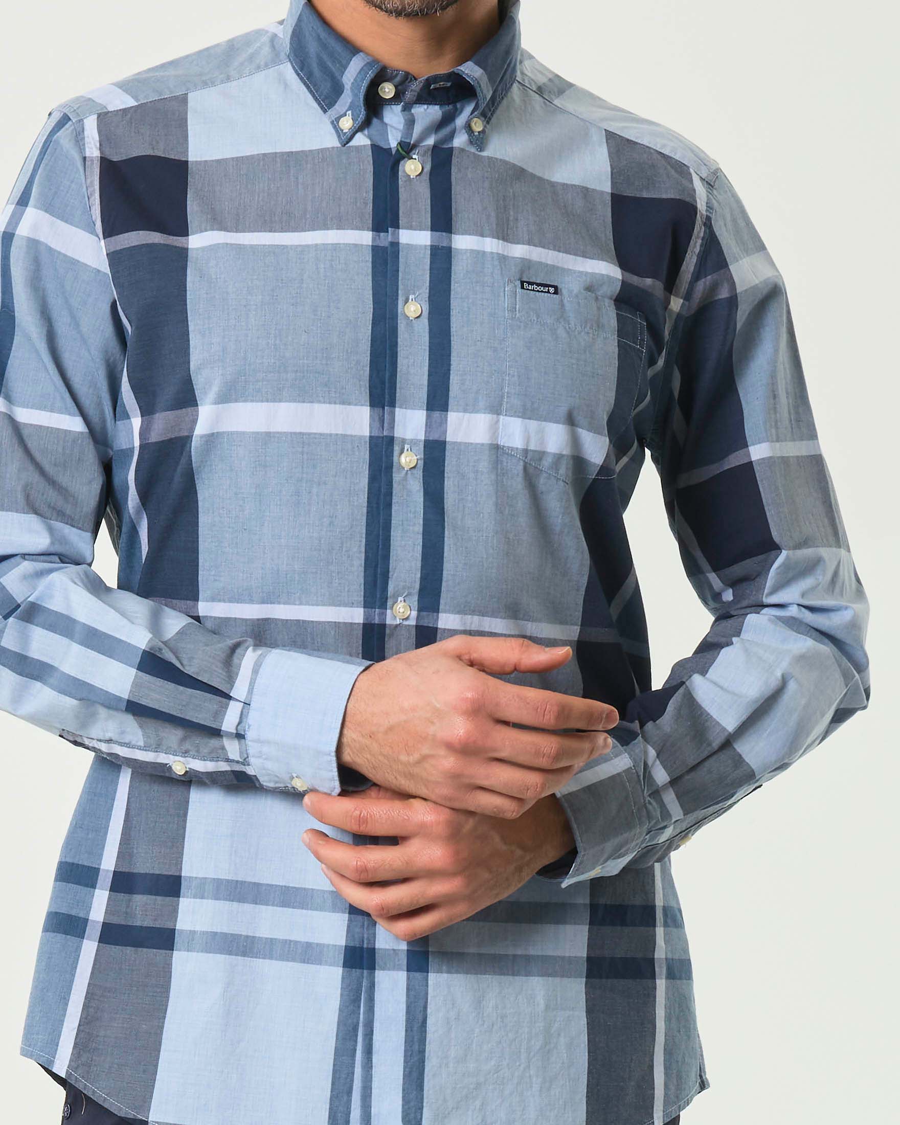 Camicia Harris Barbour tailored-fit button down in fantasia tartan check indaco e azzurra image