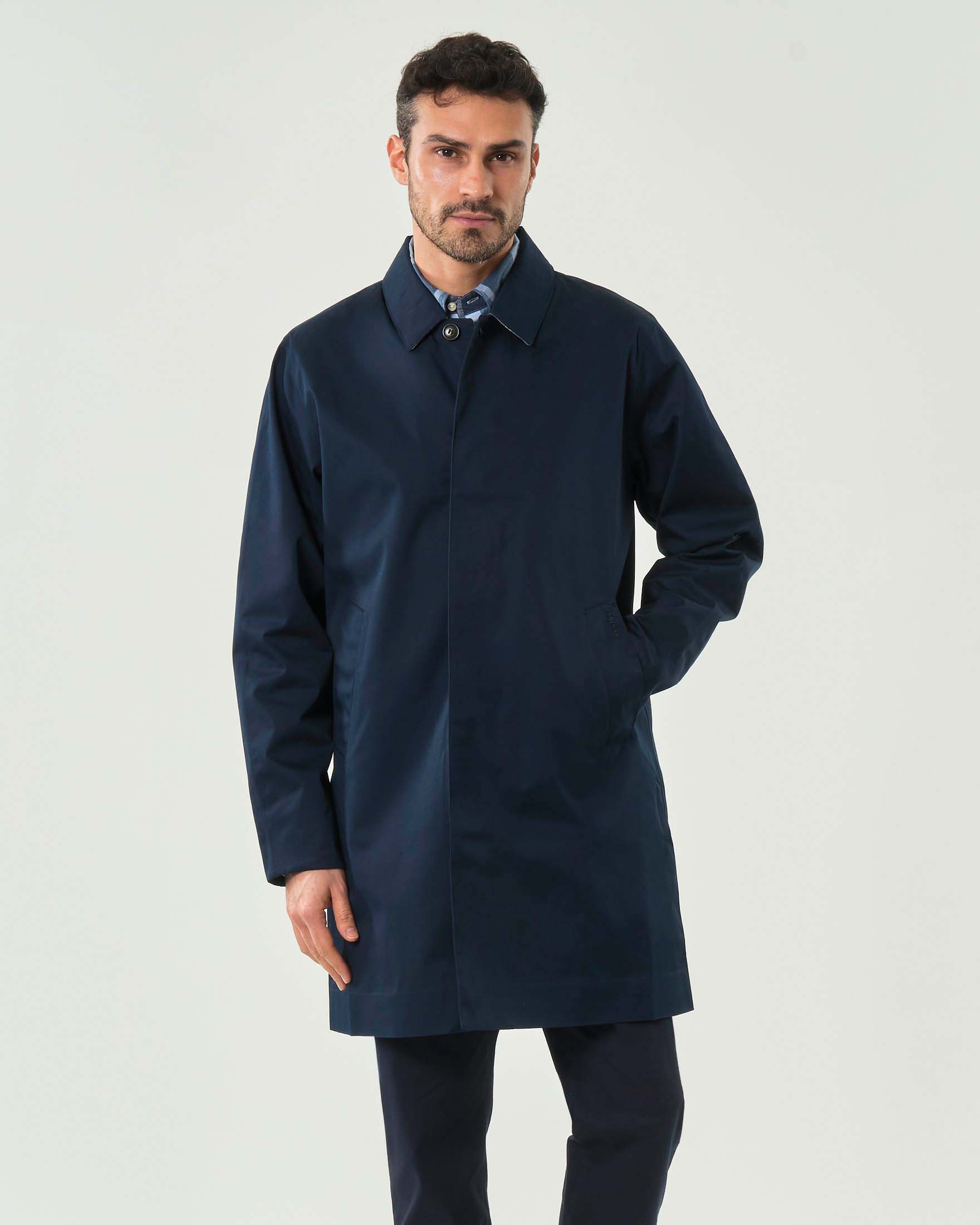 Impermeabile Rokig Barbour blu in misto cotone