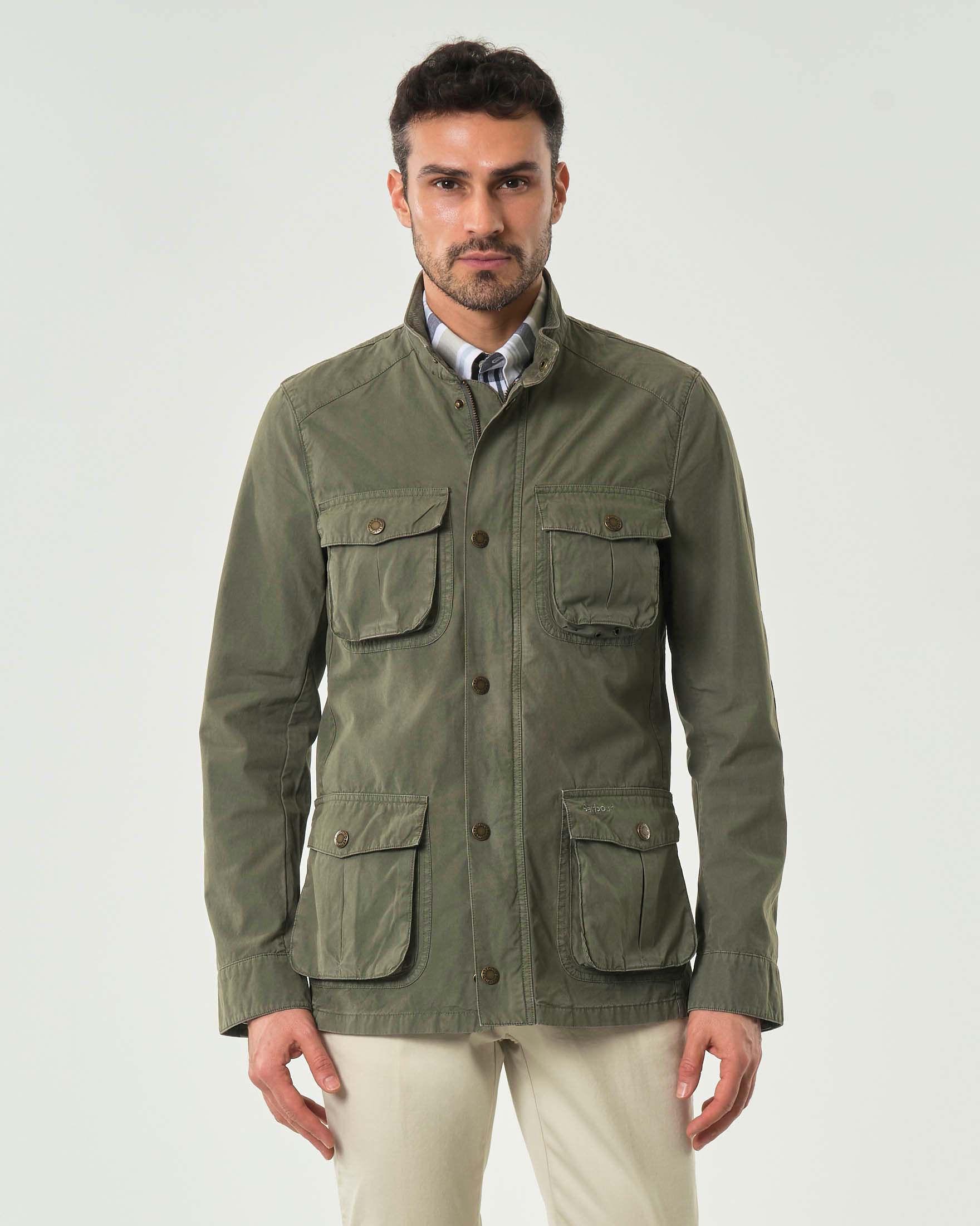 Field Jacket Barbour Corbridge Utility verde militare in puro cotone