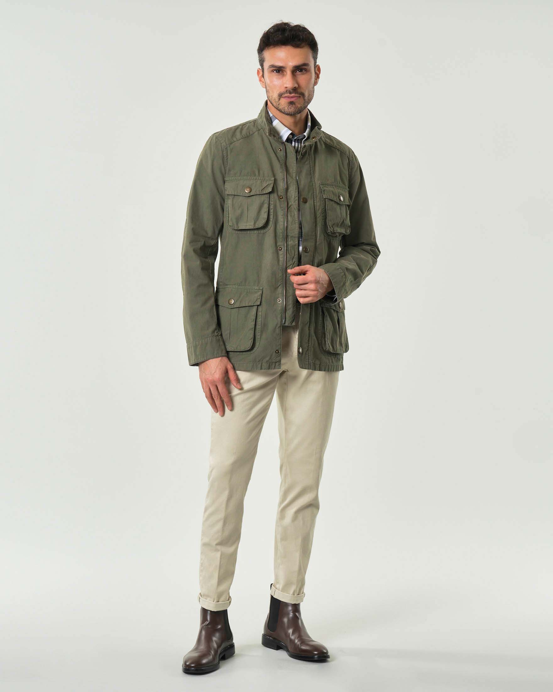 Field Jacket Barbour Corbridge Utility verde militare in puro cotone image