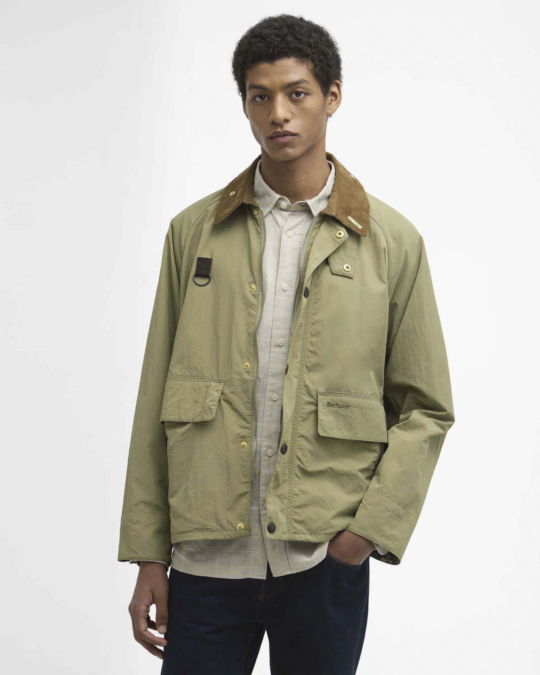Giacca Barbour Spey Icons verde salvia in tessuto crinkle image