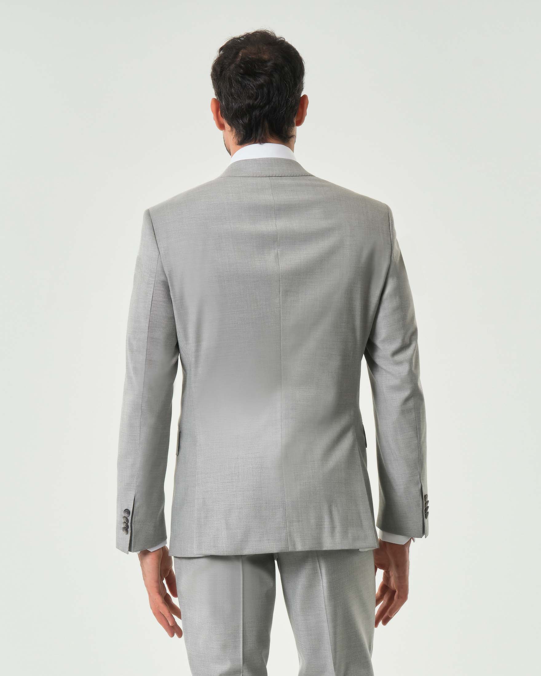 Abito Boss Huge grigio slim-fit in tela di lana stretch effetto fiammato