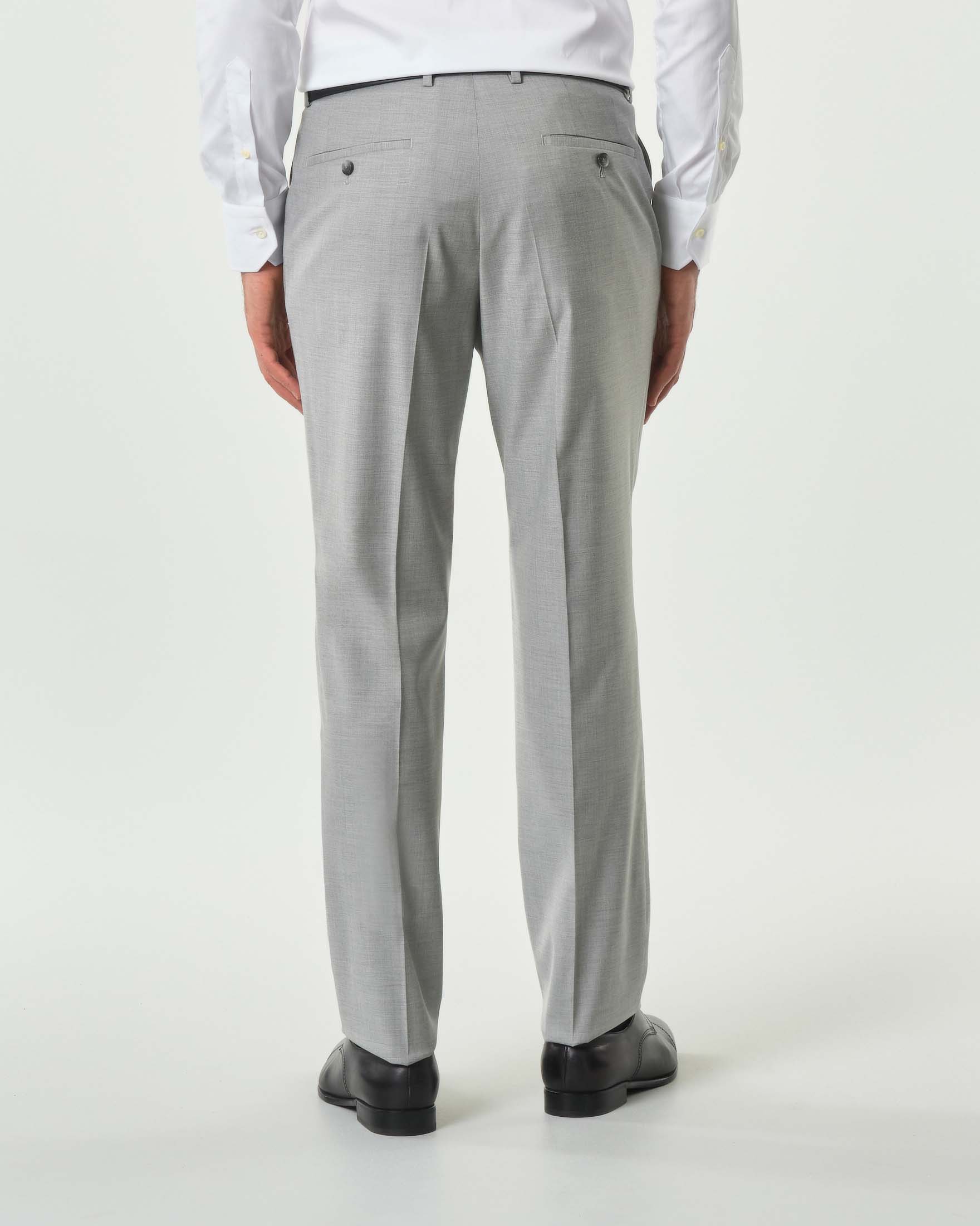 Abito Boss Huge grigio slim-fit in tela di lana stretch effetto fiammato