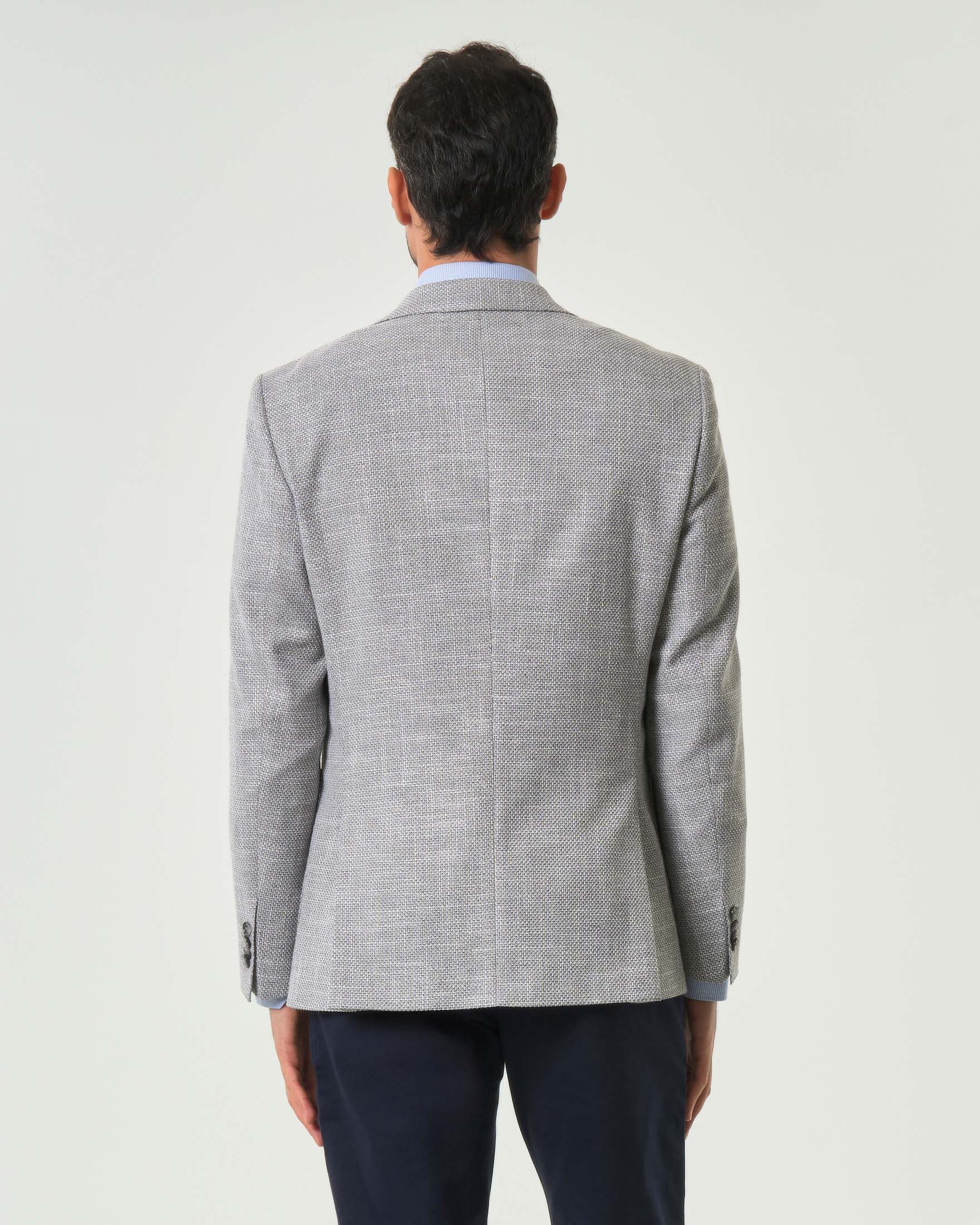 Blazer Boss Hutson grigio in misto cotone e lino armaturato