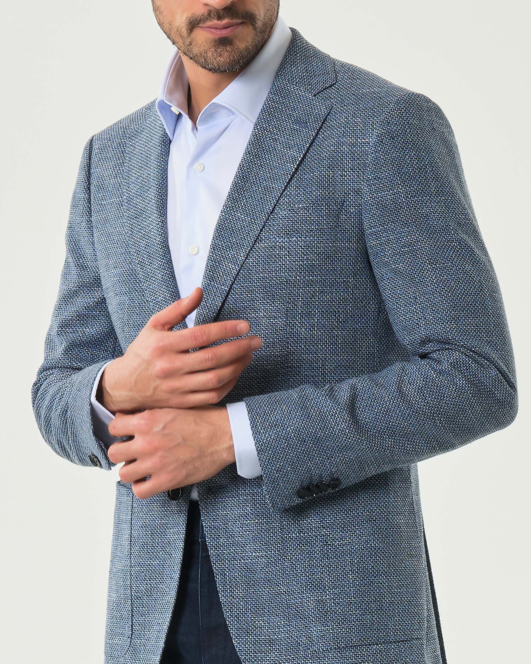 Blazer Boss Hutson avio in misto cotone e lino armaturato