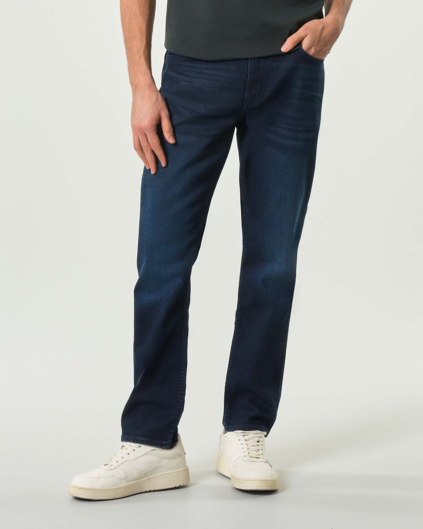 Jeans Boss Delaware lavaggio blu scuro in cotone stretch image