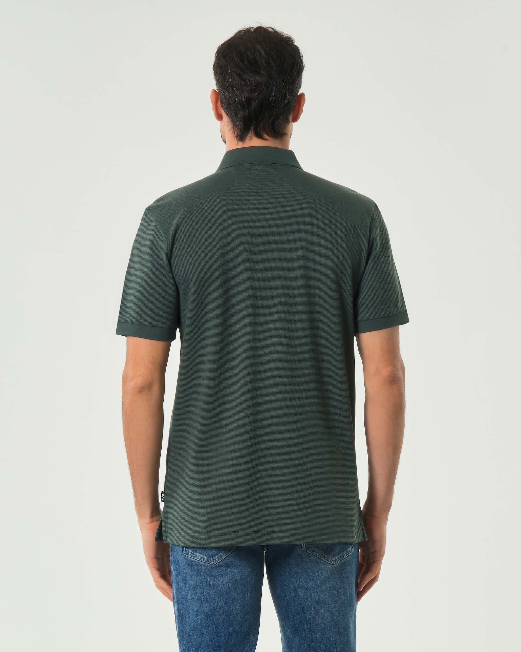Polo Boss mezza manica Parlay verde in cotone micro armatura