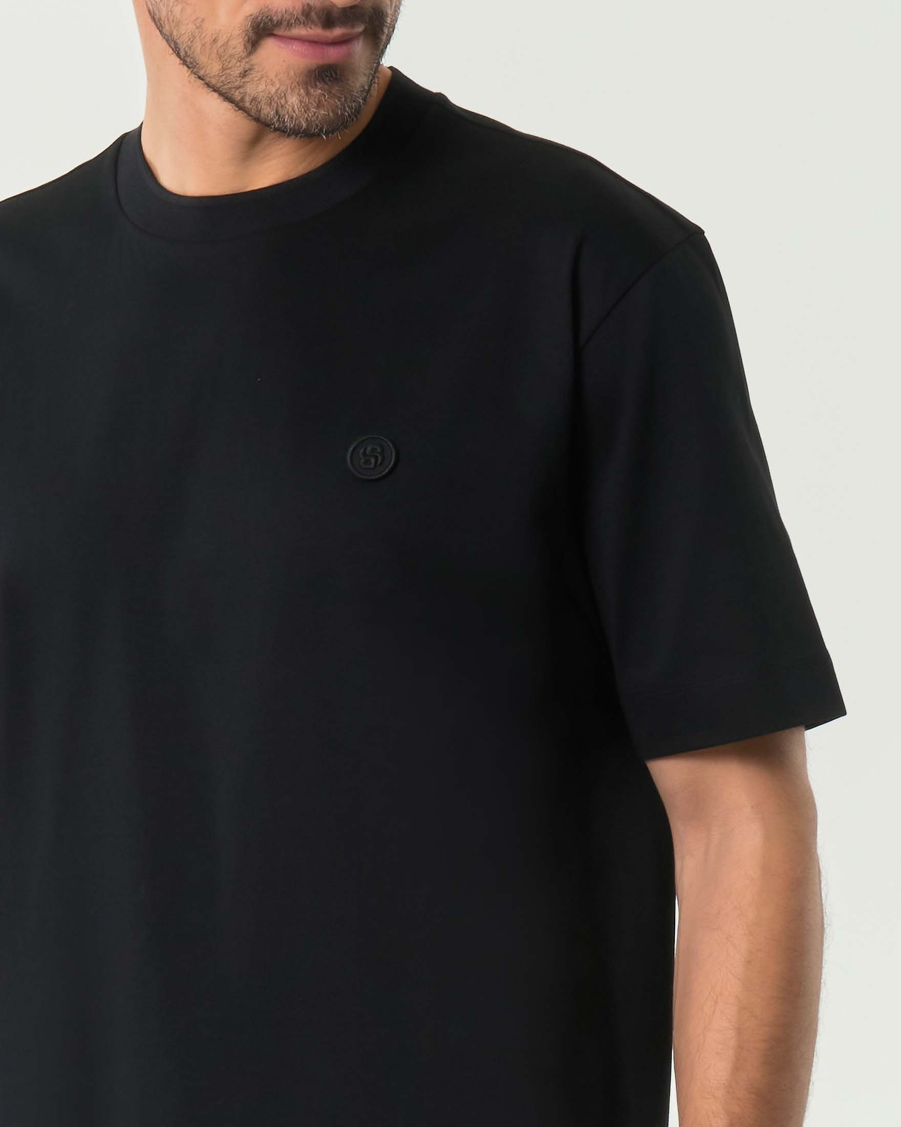 T-shirt mezza manica Tames Boss relaxed-fit nera in puro cotone image