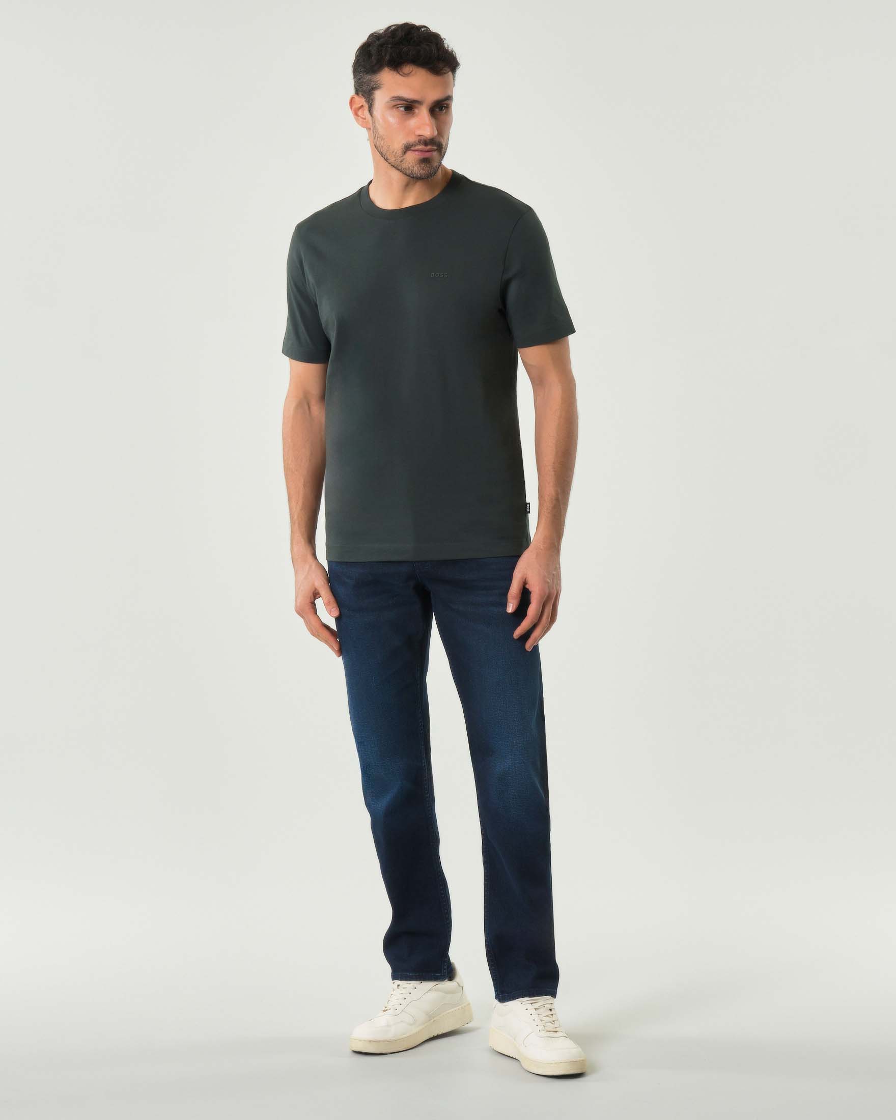 T-shirt Thompson Boss verde mezza manica in puro cotone image