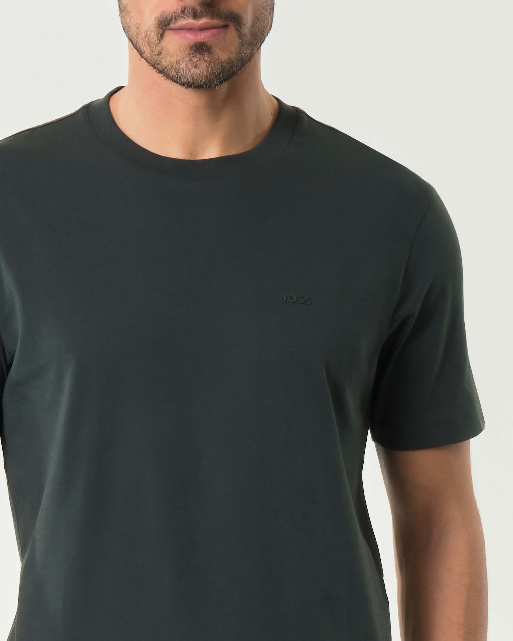 T-shirt Thompson Boss verde mezza manica in puro cotone