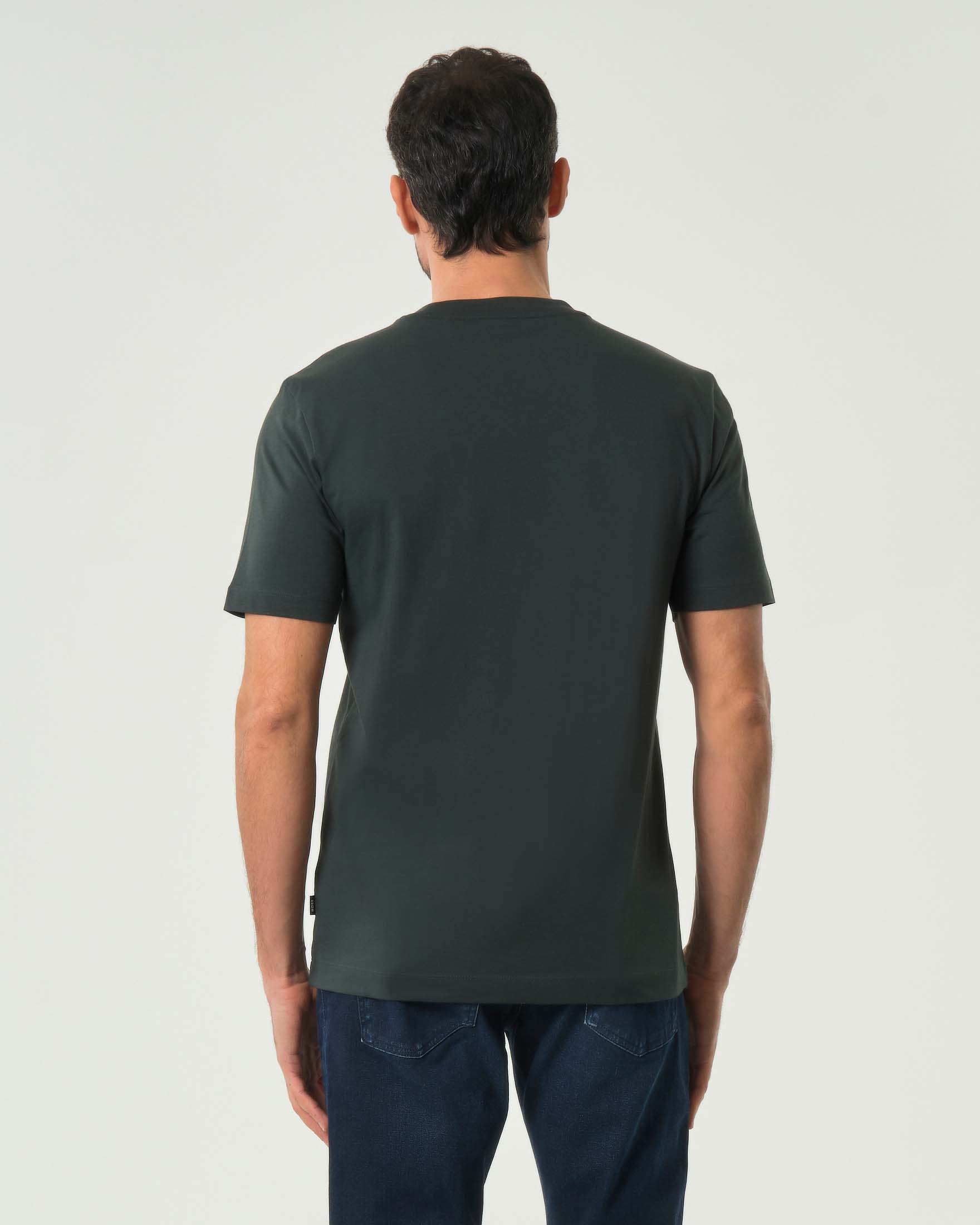 T-shirt Thompson Boss verde mezza manica in puro cotone