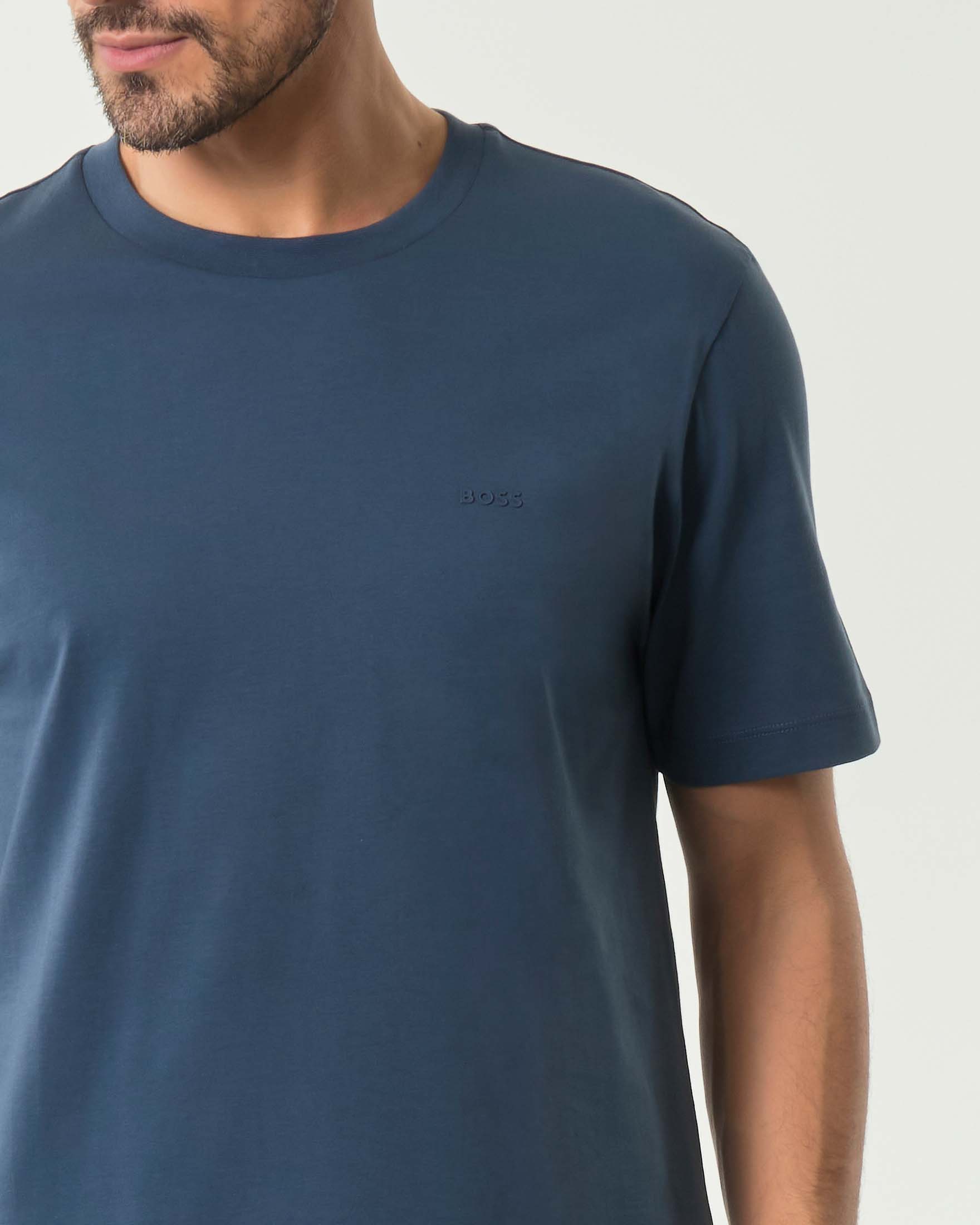 T-shirt Thompson Boss blu indaco mezza manica in puro cotone image