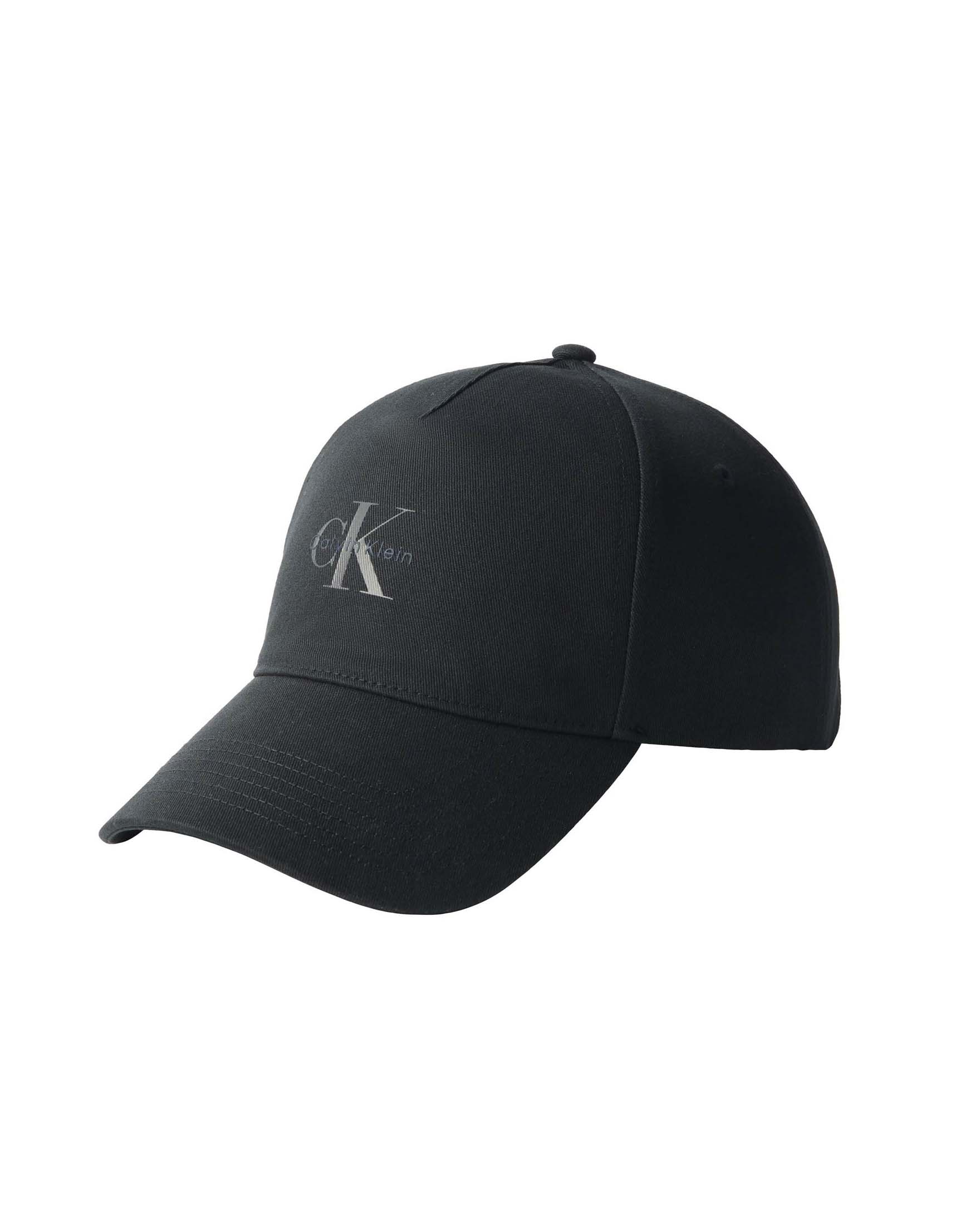 Berretto Calvin Klein Jeans nero in cotone con logo monogramma stampato sul davanti