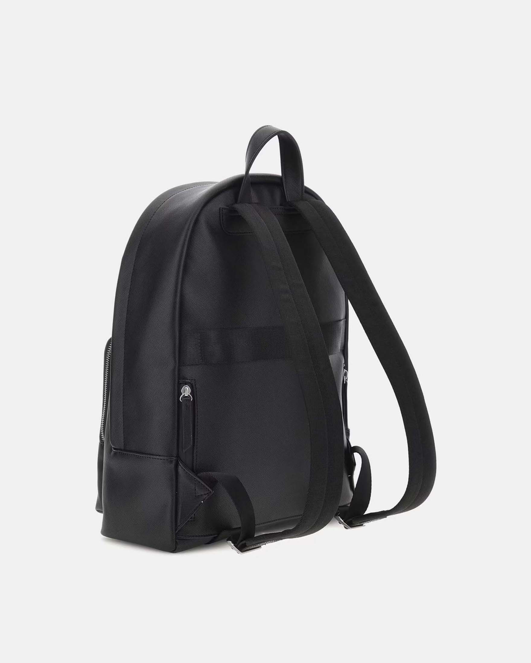 Zaino Guess nero in similpelle con logo frontale e finitura saffiano image