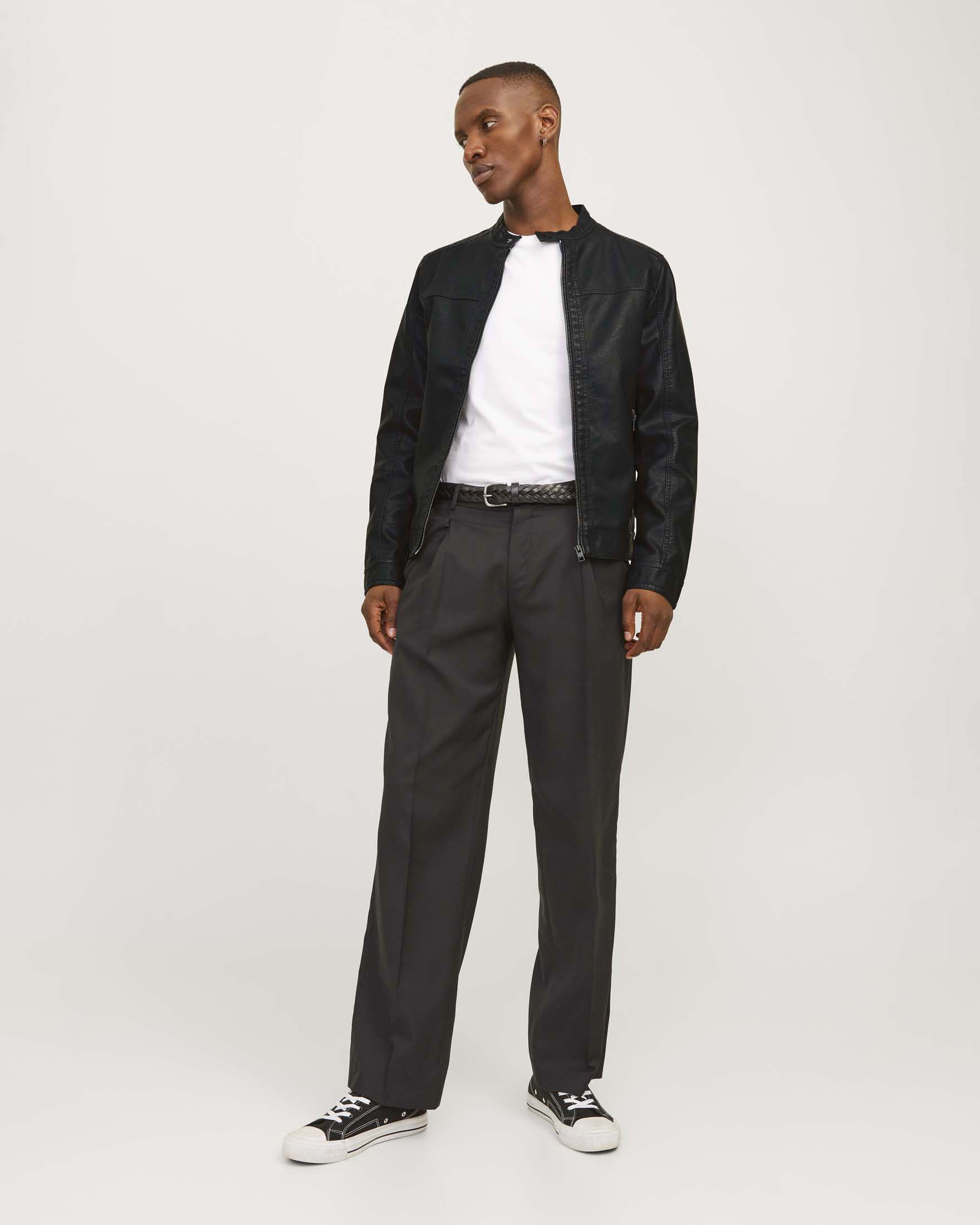 Giubbino biker nero in similpelle