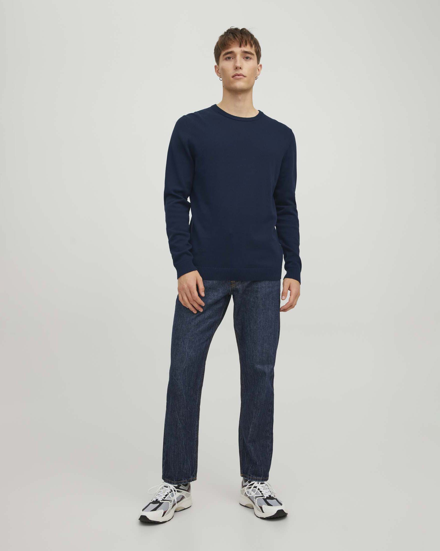 Jack & Jones — Maglia girocollo Jack & Jones blu in cotone biologico