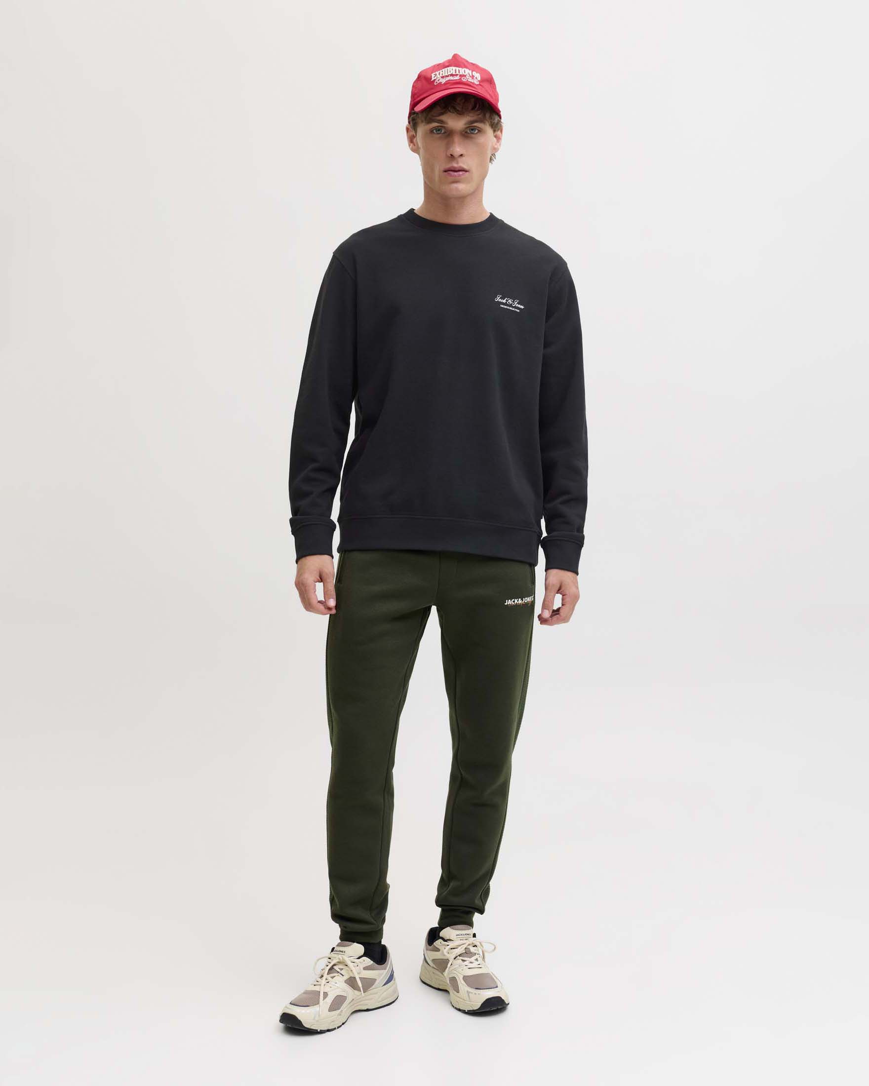 Jack & Jones — Felpa girocollo nera in misto cotone biologico Jack & Jones