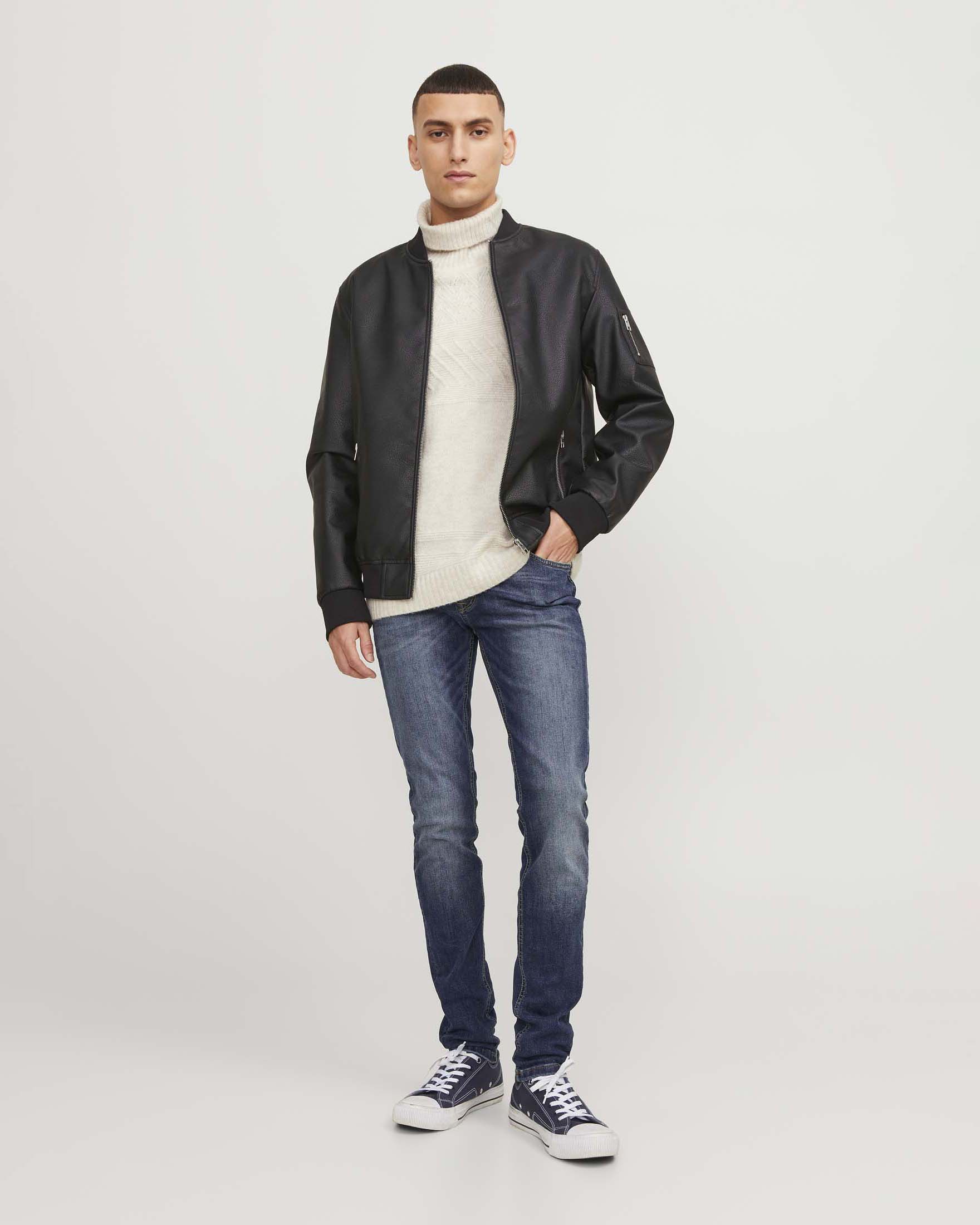 Jeans skinny blu medium wash in denim di cotone elasticizzato