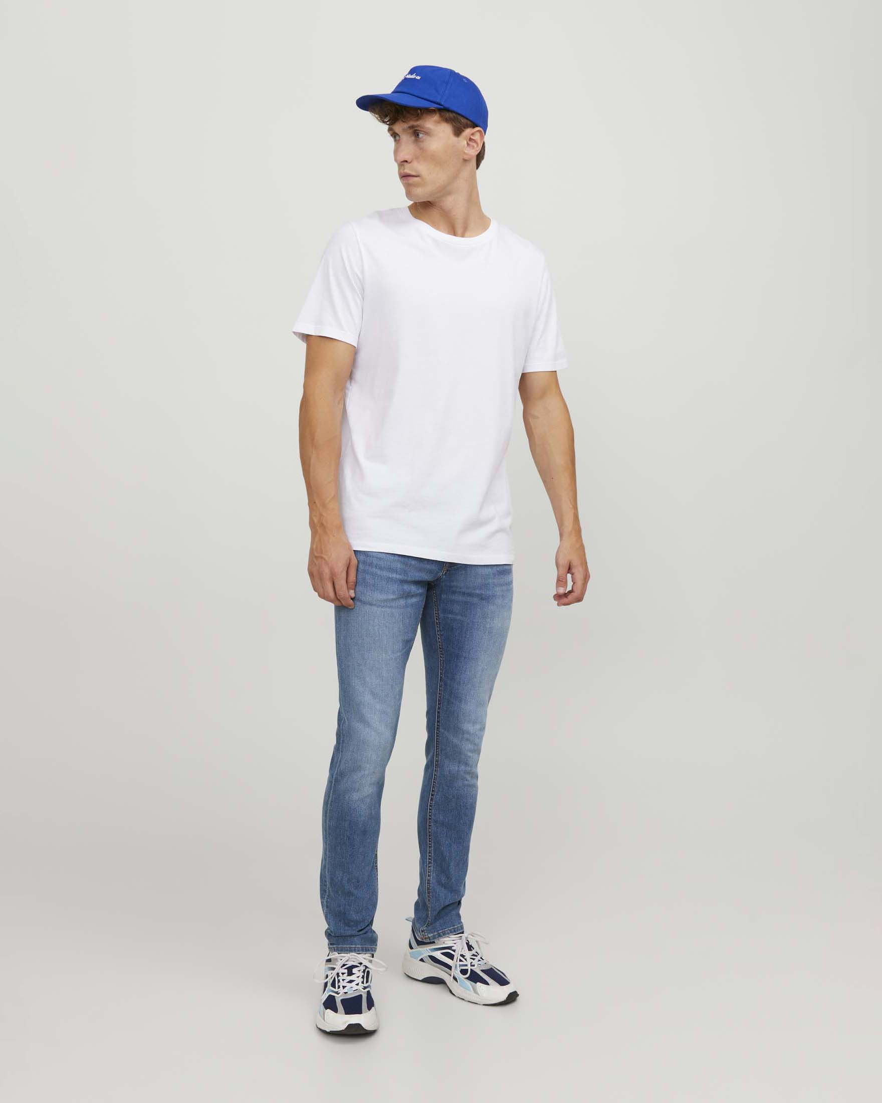 Jeans slim light wash in denim di misto cotone elasticizzato