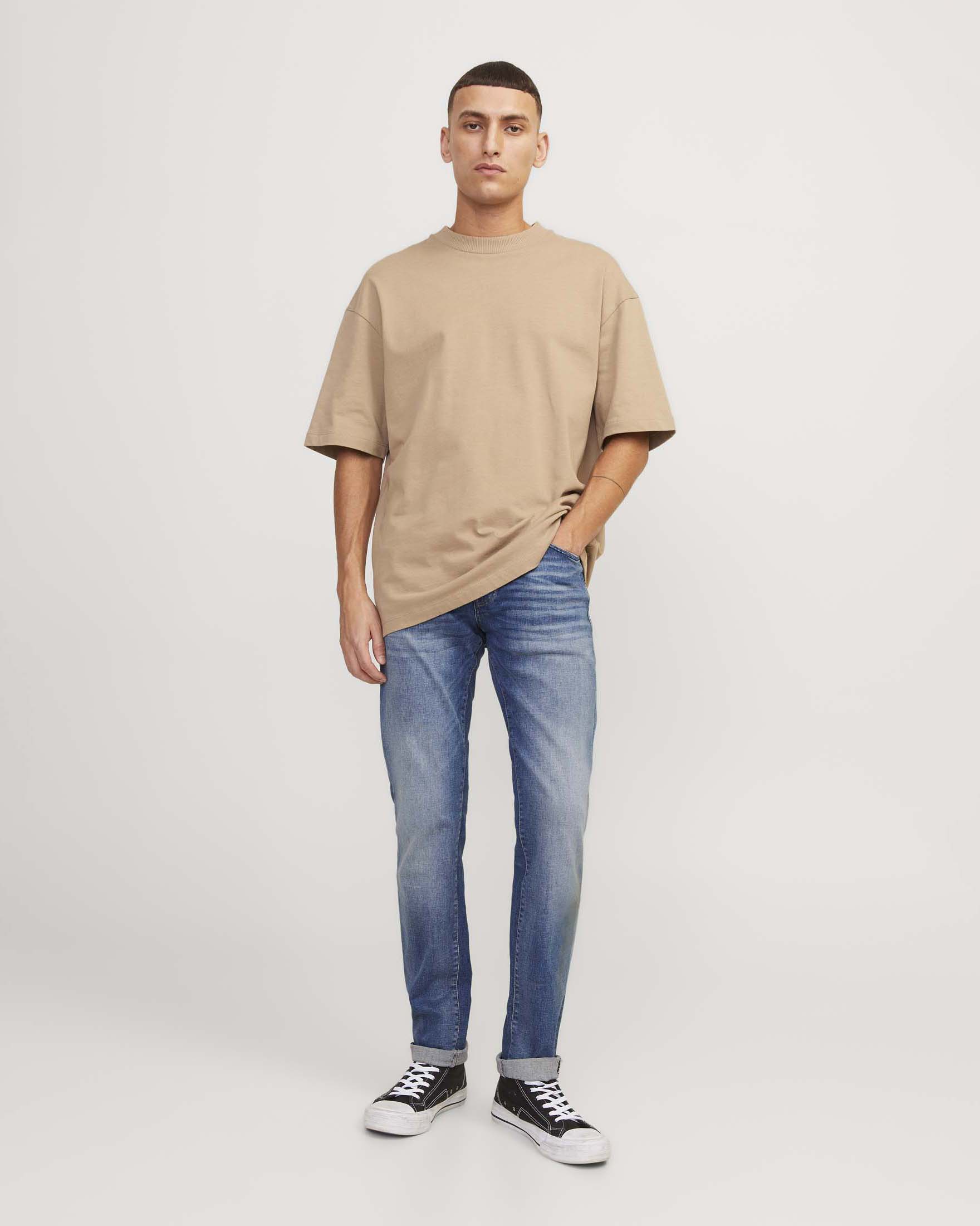 Jeans slim lavaggio chiaro in denim di cotone elasticizzato