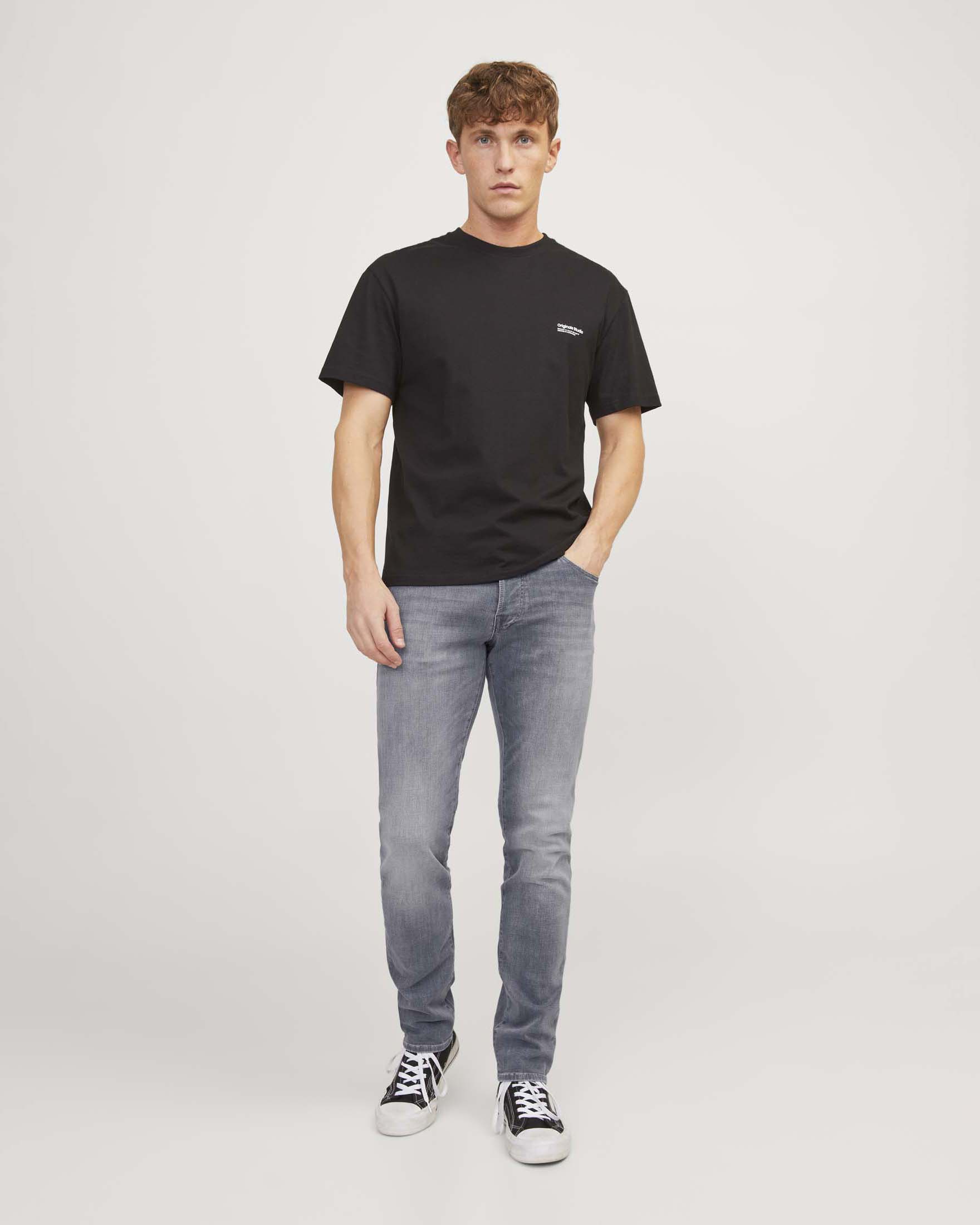 Jeans slim grigio stone washed in misto cotone elasticizzato