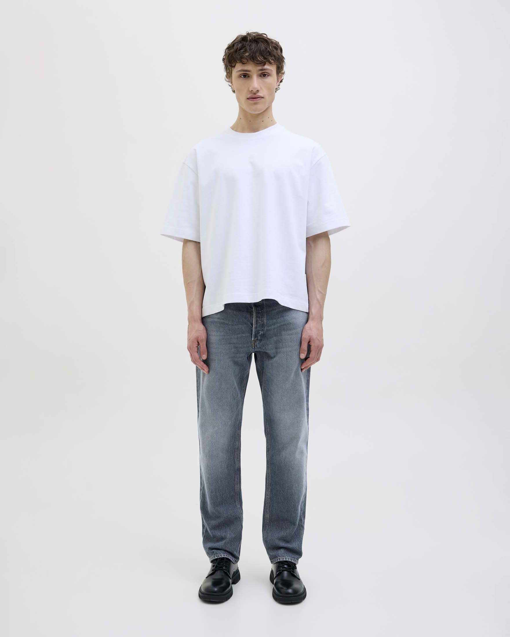 Jeans regular Jack & Jones lavaggio grigio-blu in denim di puro cotone